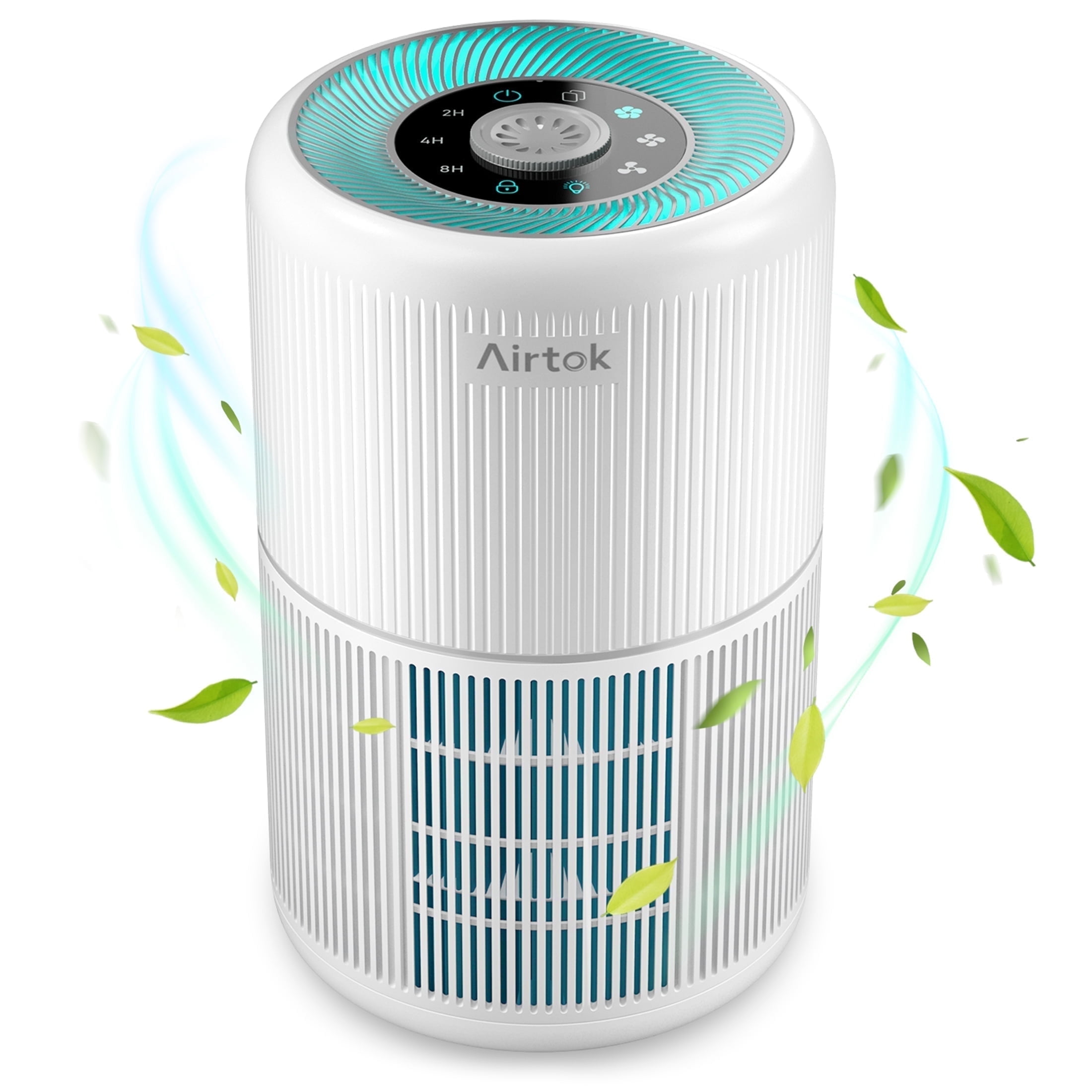 AIRTOK True HEPA Air Purifier for Home, Small Rooms, Allergies, Asthma, Smoke, Pet Dander, Odor, Dust, Pollen, Mold, Ozone-Free, Quiet, AP0601 White