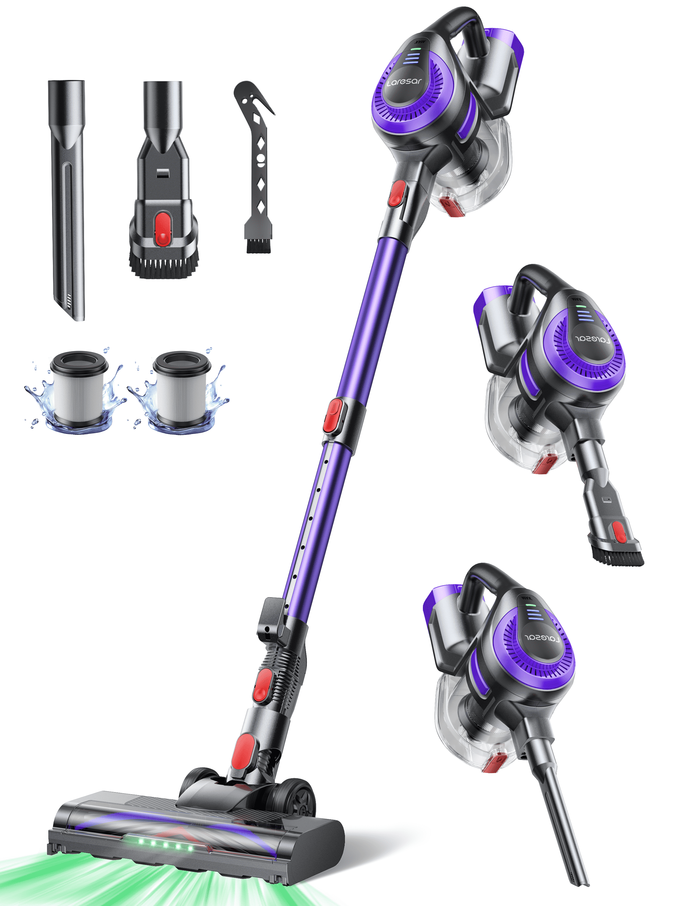 Laresar Cordless Vacuum Cleaner, Lightweight Stick Vacuum for Pet Hair Carpets & Hard Floors