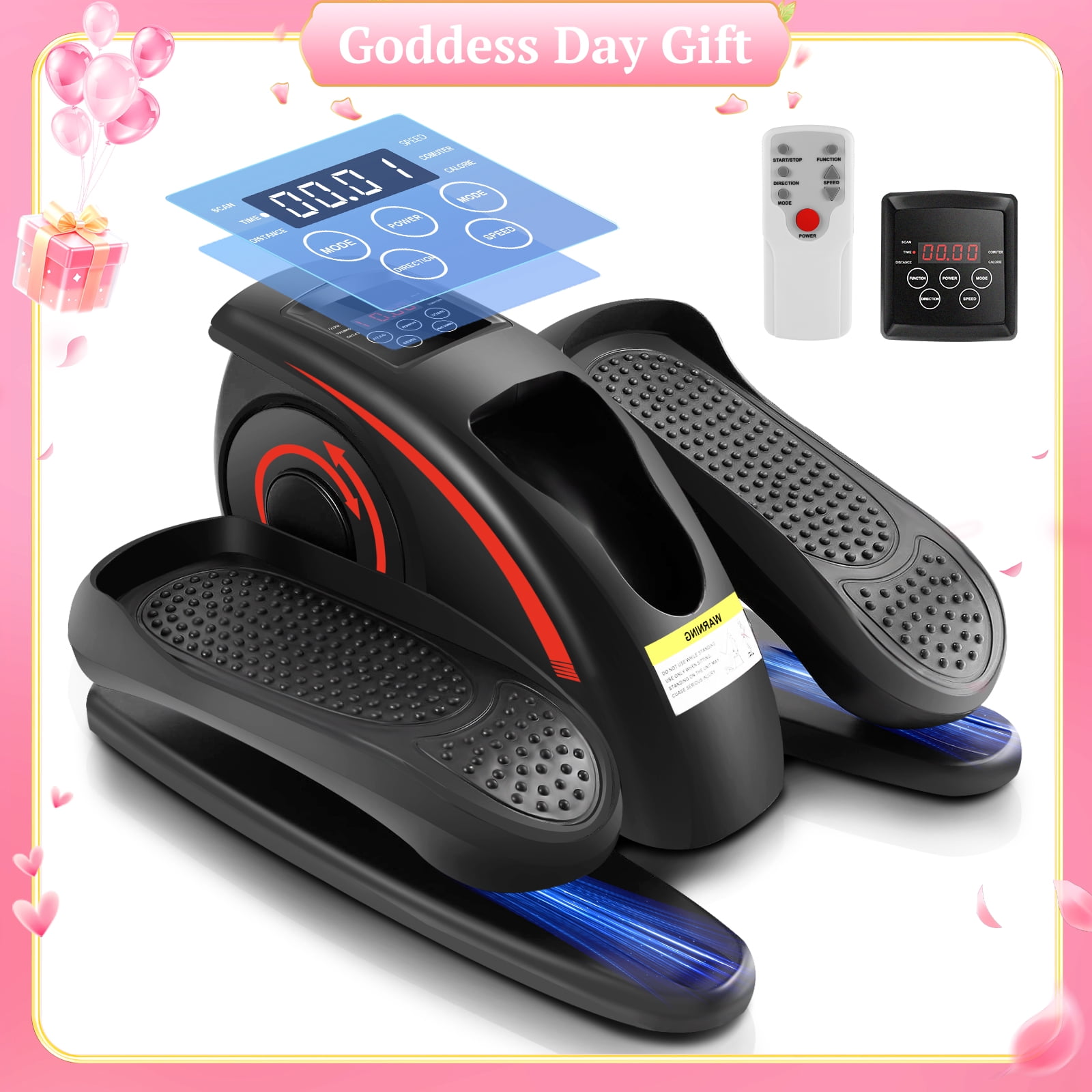 FUNMILY Under Desk Elliptical Machine Electric Seated Pedal Exerciser, Quiet & Compact Mini Elliptical Trainer with LCD Display Monitor and Remote Control, Home Office Leg Exerciser for Seniors,Adult