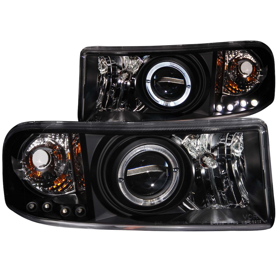 ANZO USA 111196 94-01 RAM PROJECTOR W/LED HALO BLACK CLEAR HEADLIGHTS (SET) Fits select: 1994-2002 DODGE RAM 2500, 1994-1996 DODGE RAM 1500