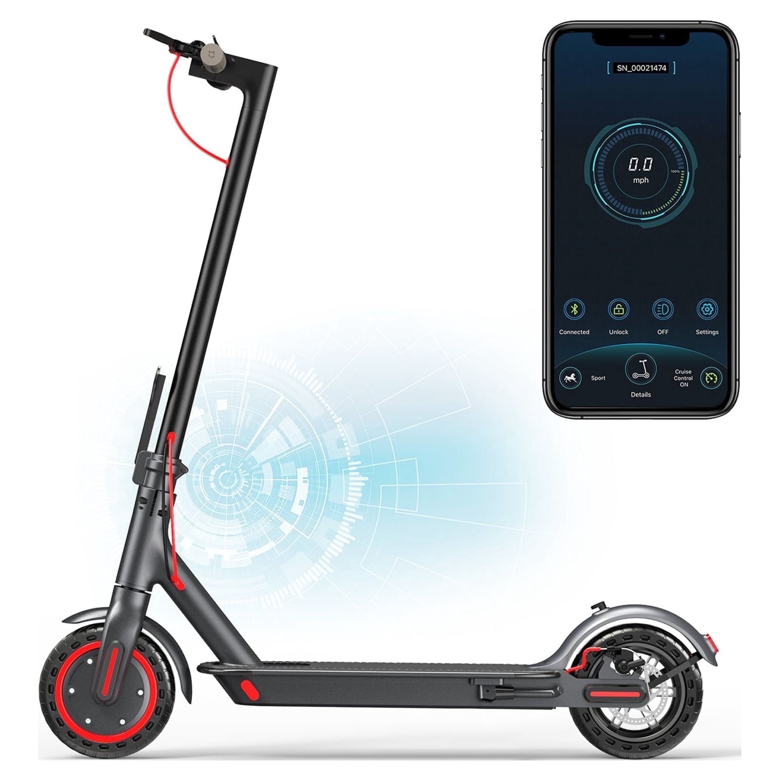 AOVOPRO ES80 350W 8.5' Foldable Electric Scooter for Adults, 21 Miles Range UL2272