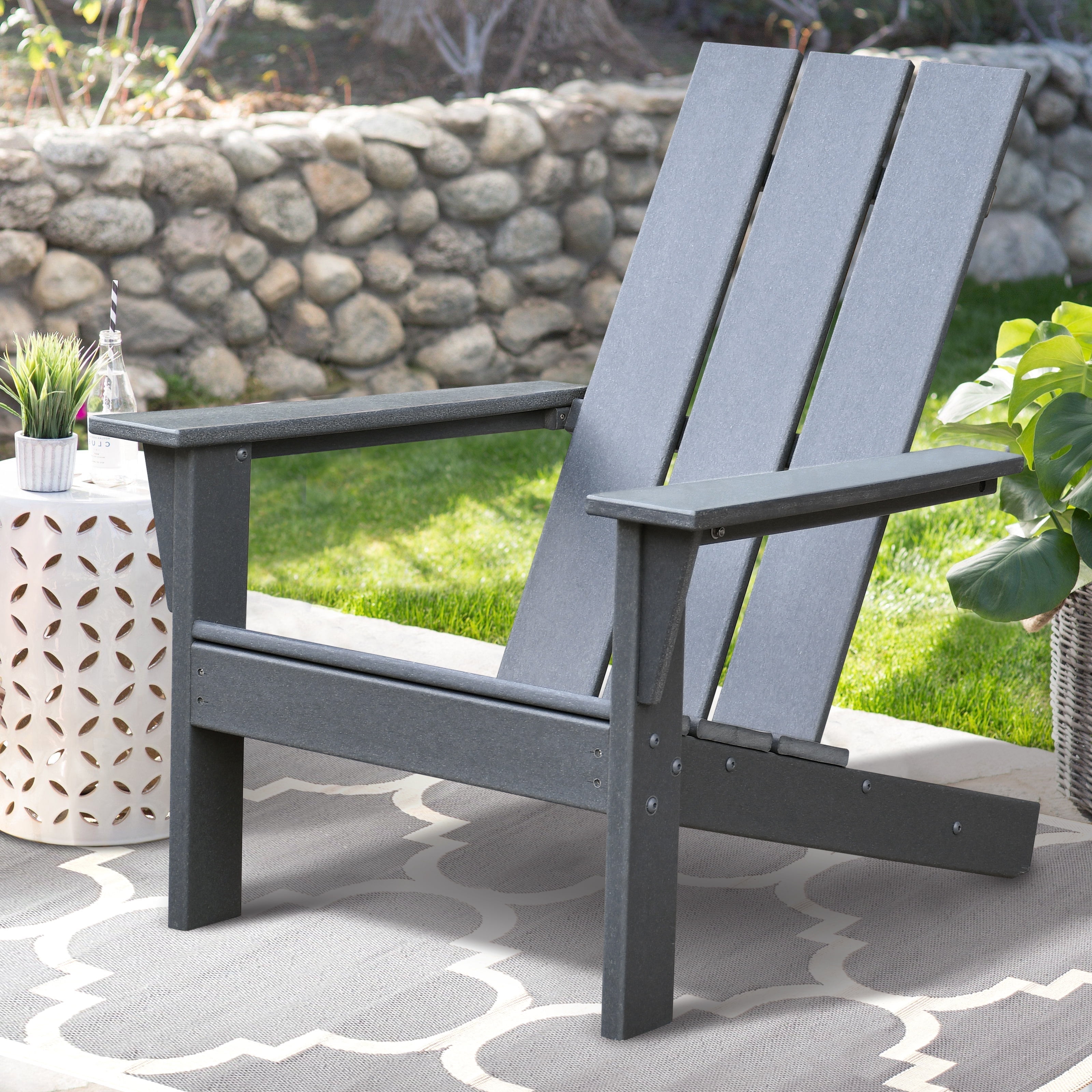 ATR ART TO REAL Wide Recycled Adirondack Outdoor Chair in Dark Grey