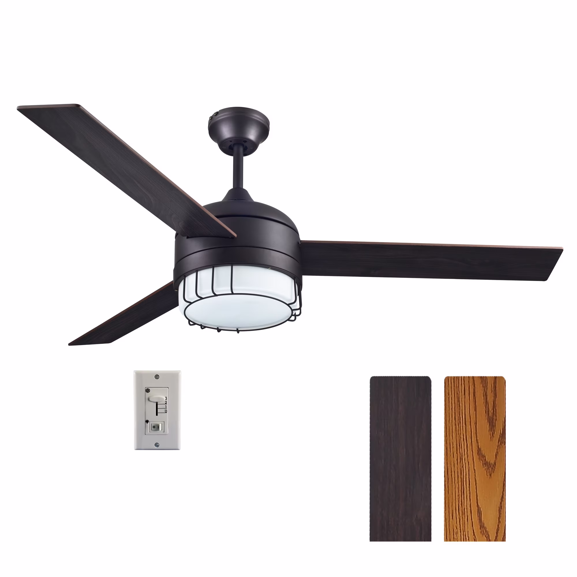 Design House Ajax Modern 3-Blade LED Stainless Steel 52" Ceiling Fan, Oil Rubbed Bronze