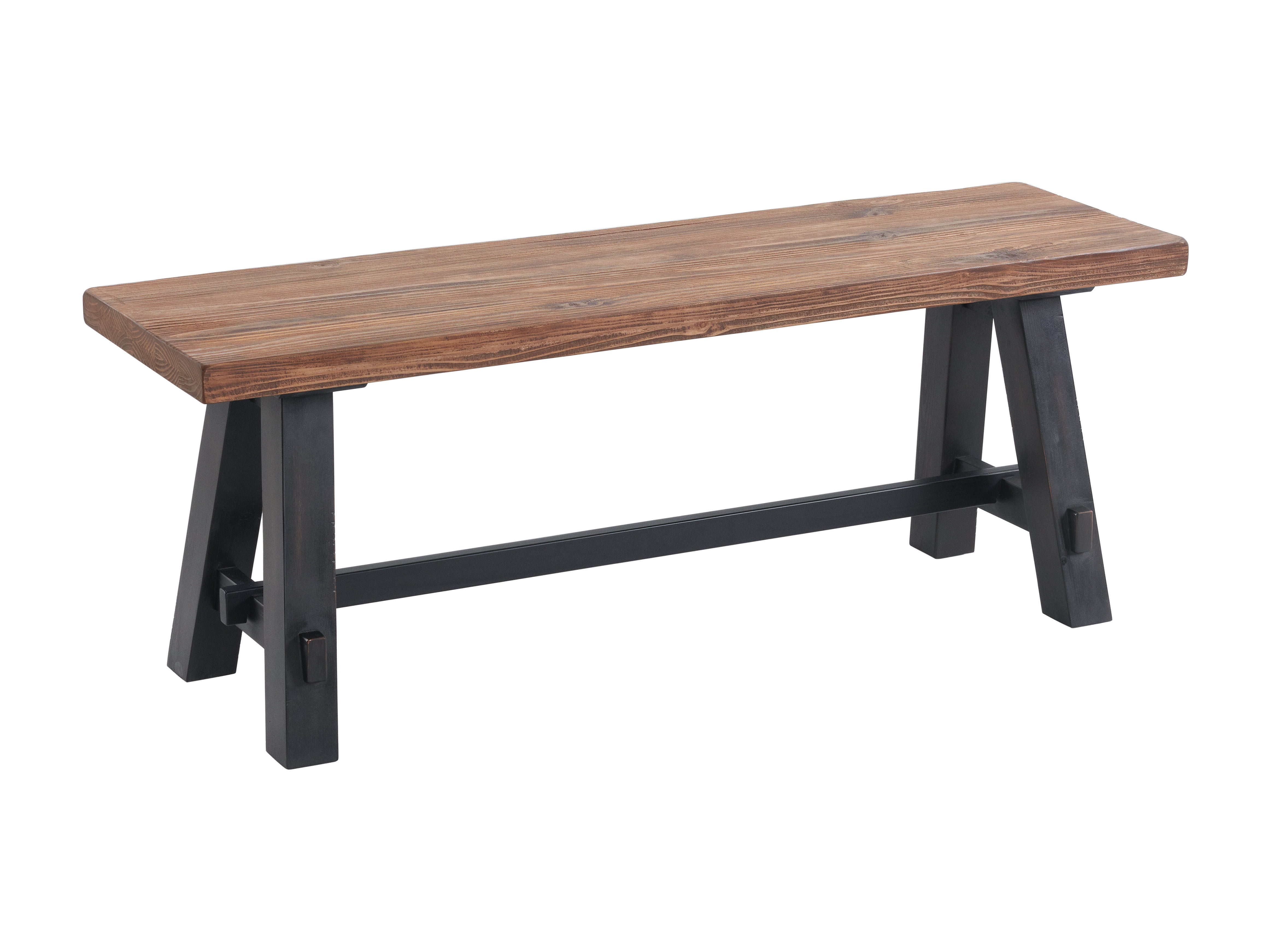 Alaterre Furniture Adam 48"L Solid Wood Entryway Bench, Rustic Industrial Style, Seating, Easy Assembly, Brown