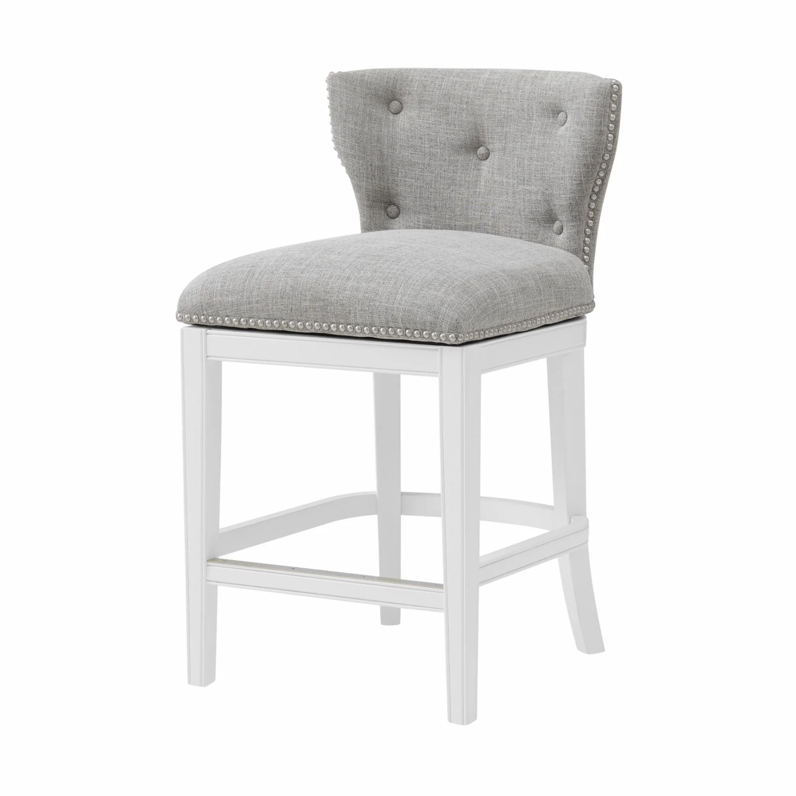 Alaterre Furniture Miranda Swivel Low Back Bar Height Bar Wood Stool, White