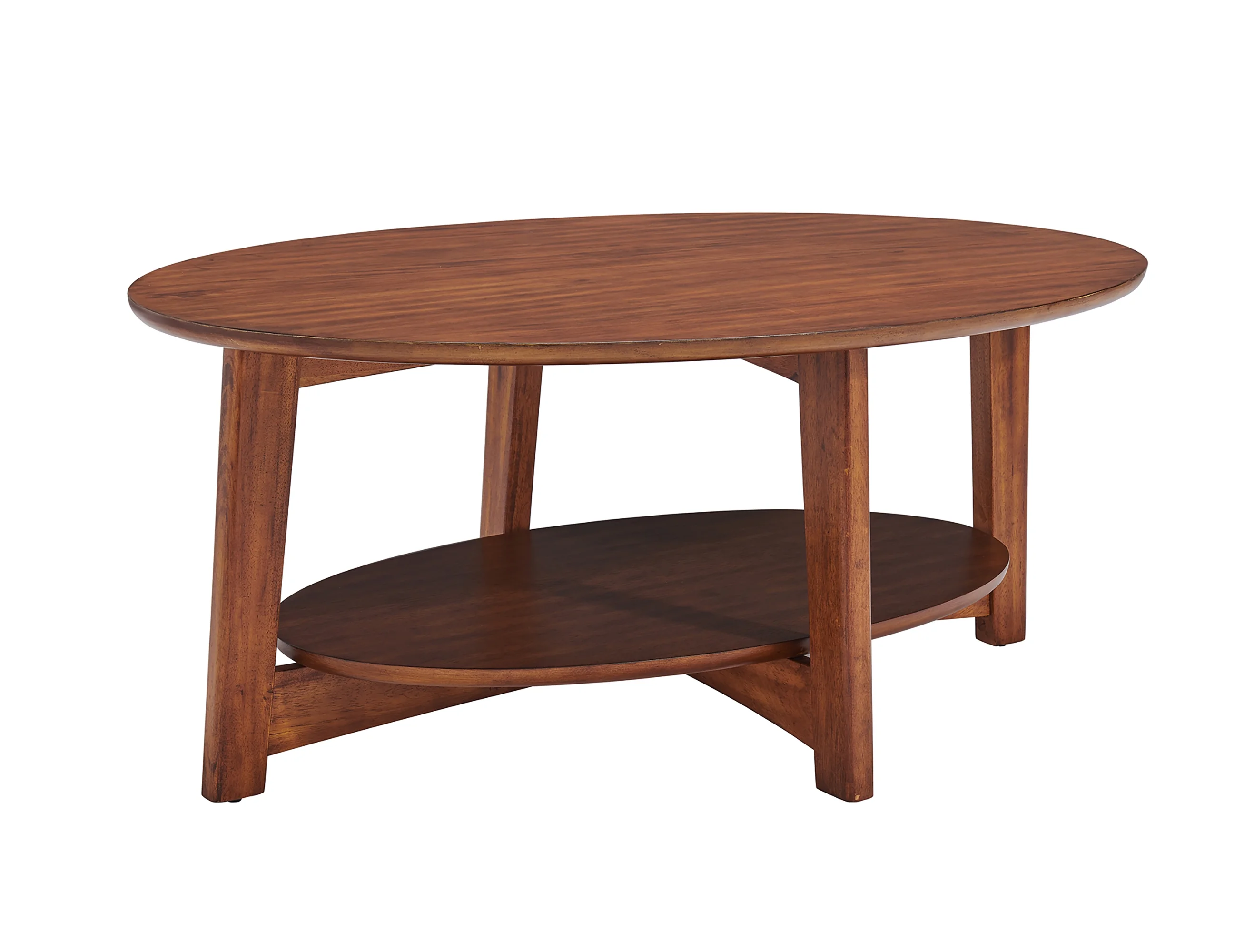 Alaterre Furniture Monterey 48"L Oval Mid-Century Modern Wood Coffee Table, Warm Chestnut