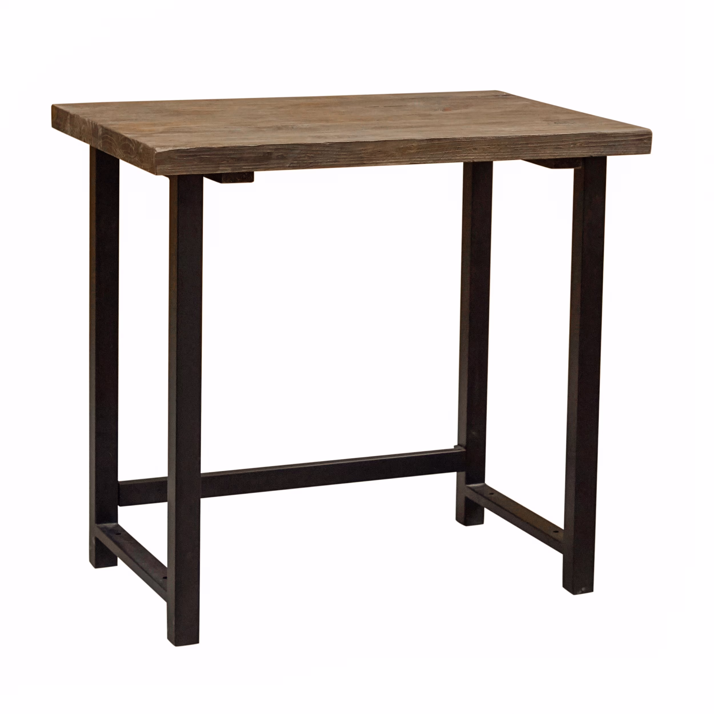 Alaterre Furniture Pomona 32 in. Compact Writing Desk with Solid Wood Top and Metal Frame – Rustic Industrial Style Small Home Office Desk, Natural