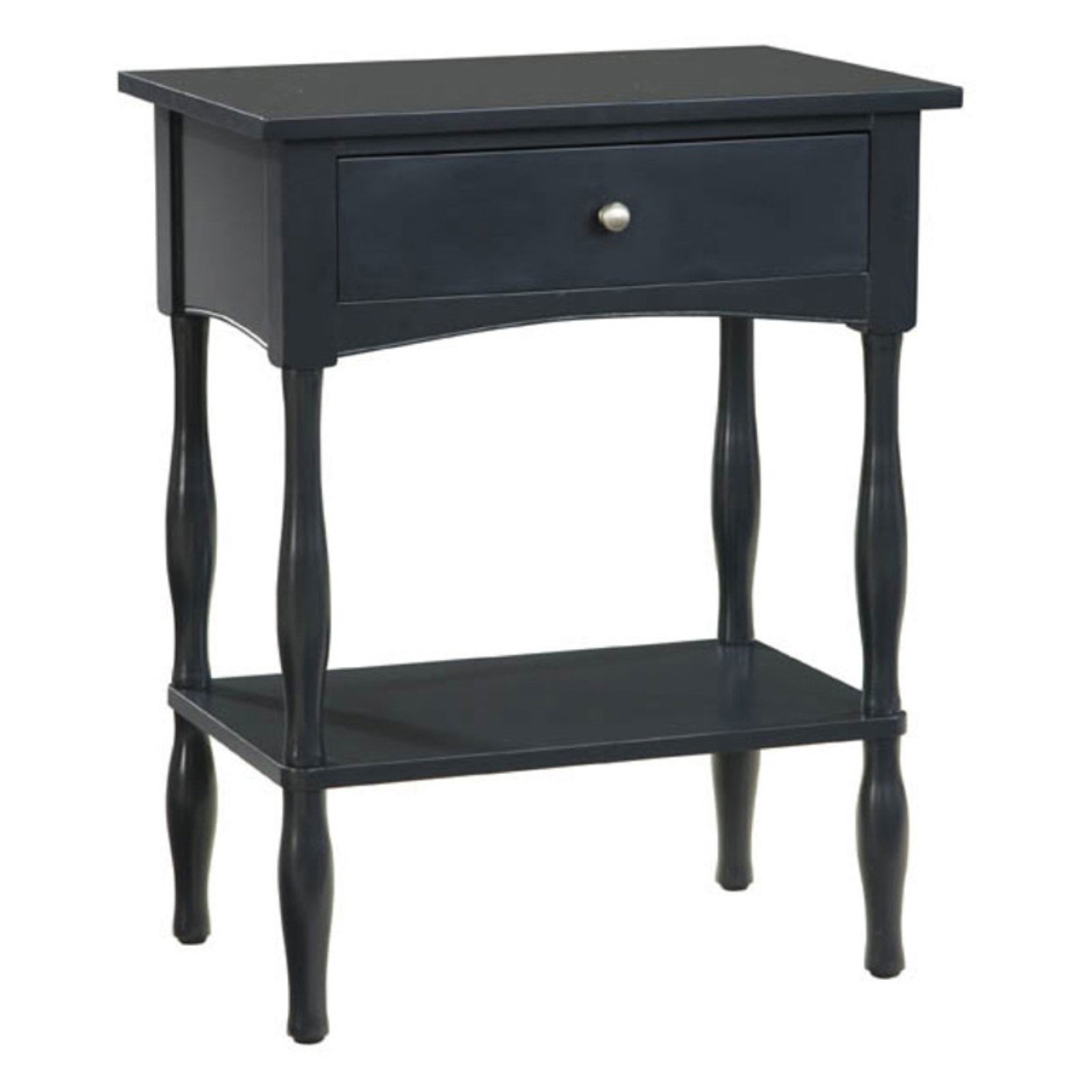 Alaterre Furniture Shaker Cottage End Table with Drawer and Shelf, Painted Accent Furniture, Charcoal Gray