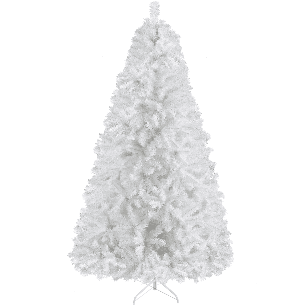 Alden Design White Hinged Spruce Artificial Christmas Tree, with Foldable Stand 6'