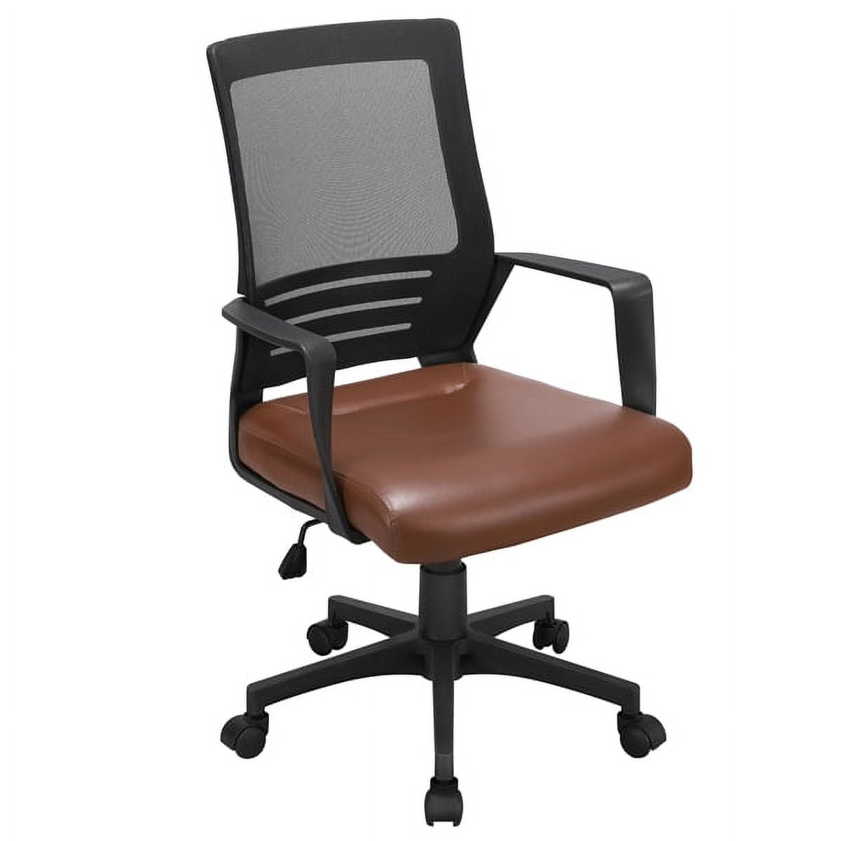 Alden Design Adjustable Midback Ergonomic Mesh Swivel Office Chair with Lumbar Support, Brown Seat