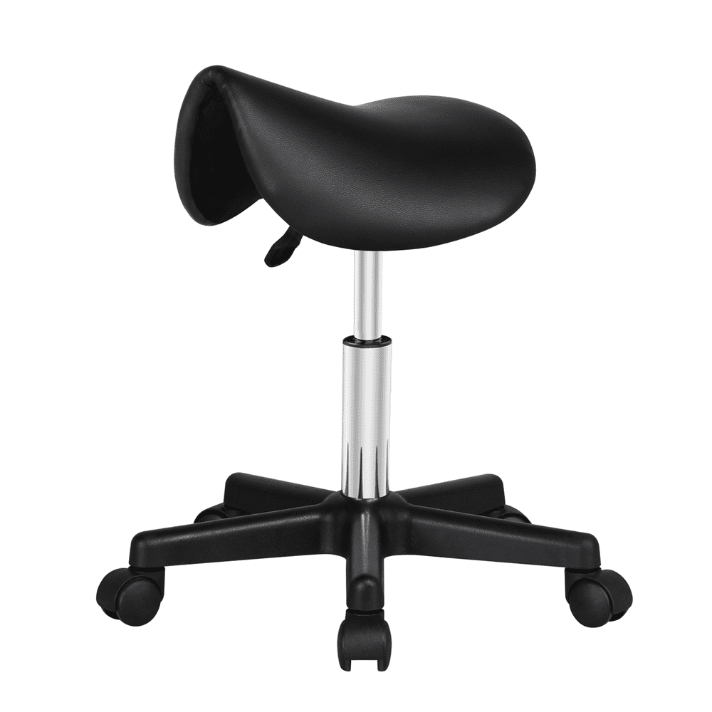 Alden Design Adjustable Rolling Saddle Stool for Massage Tattoo Dental, Black