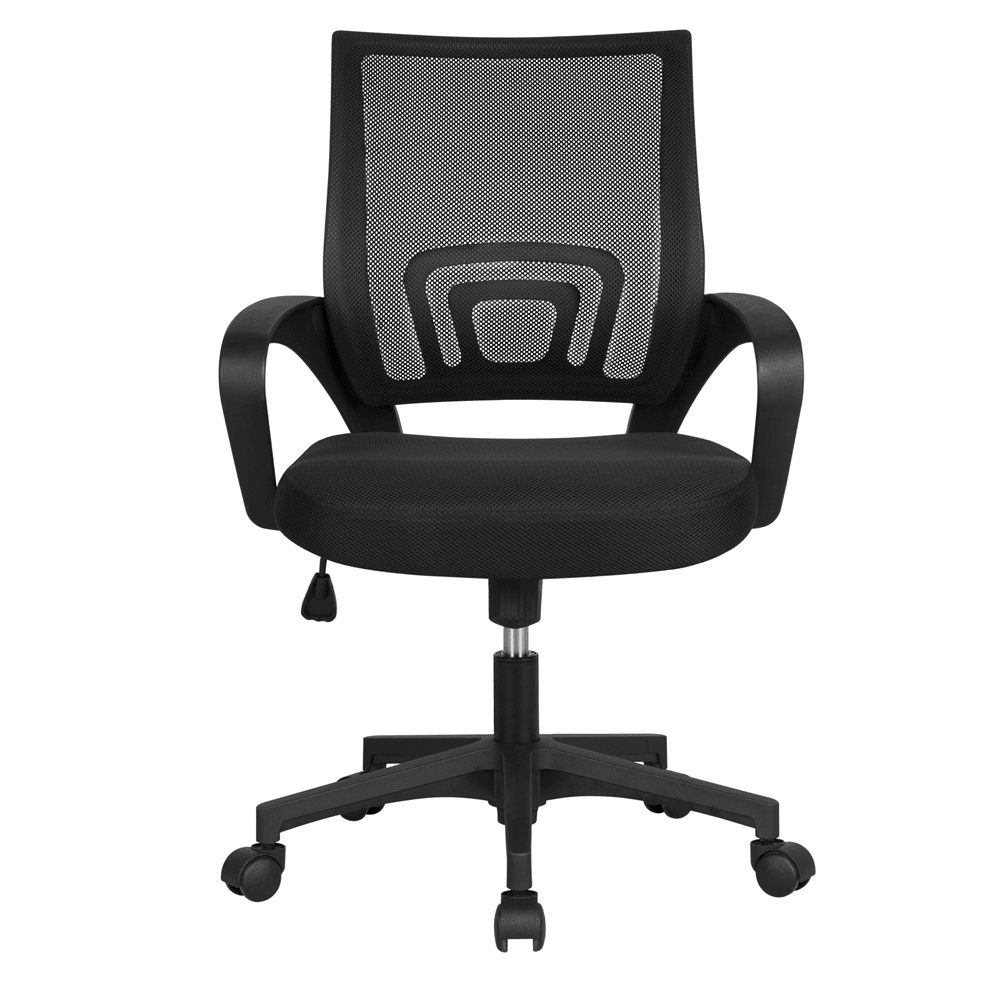 Alden Design Ergonomic Mesh Chair Adjustable Mid Back Swivel Office Chair with Armrests, Black