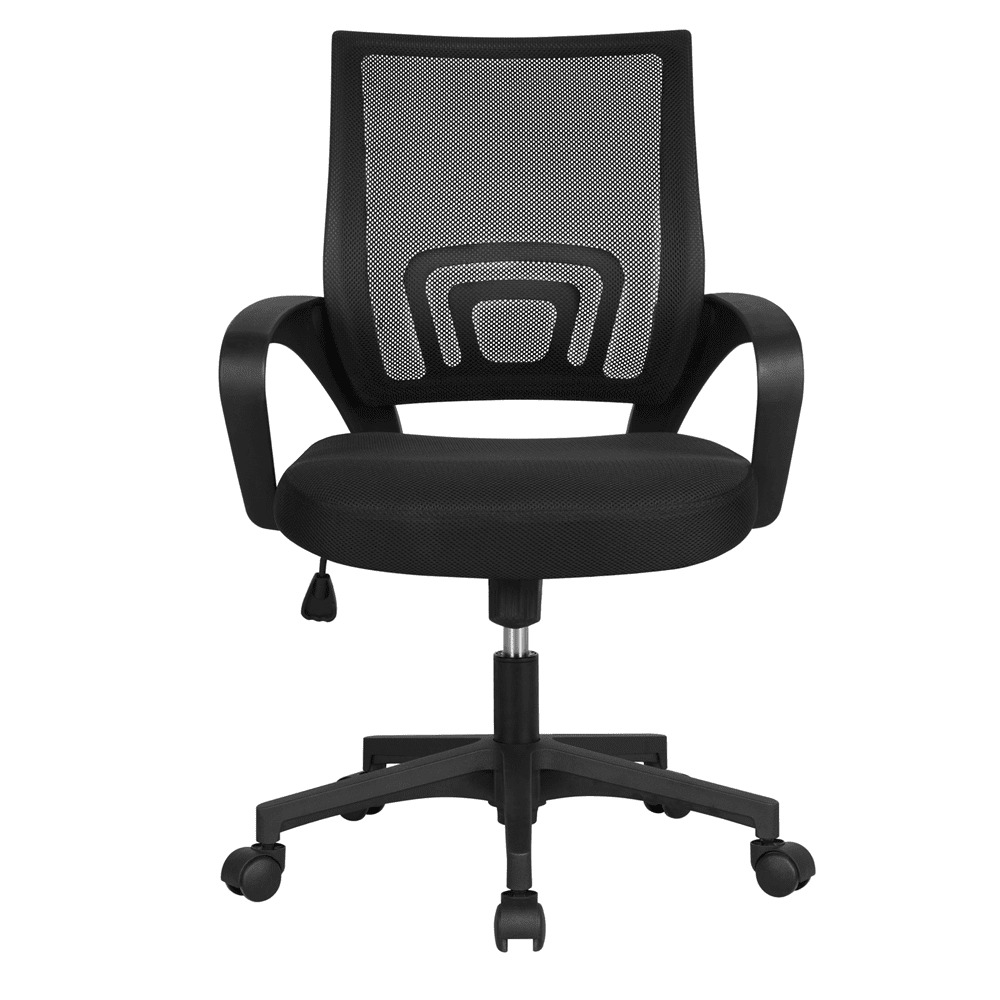 Alden Design Ergonomic Mesh Chair Adjustable Mid Back Swivel Office Chair with Armrests, Black