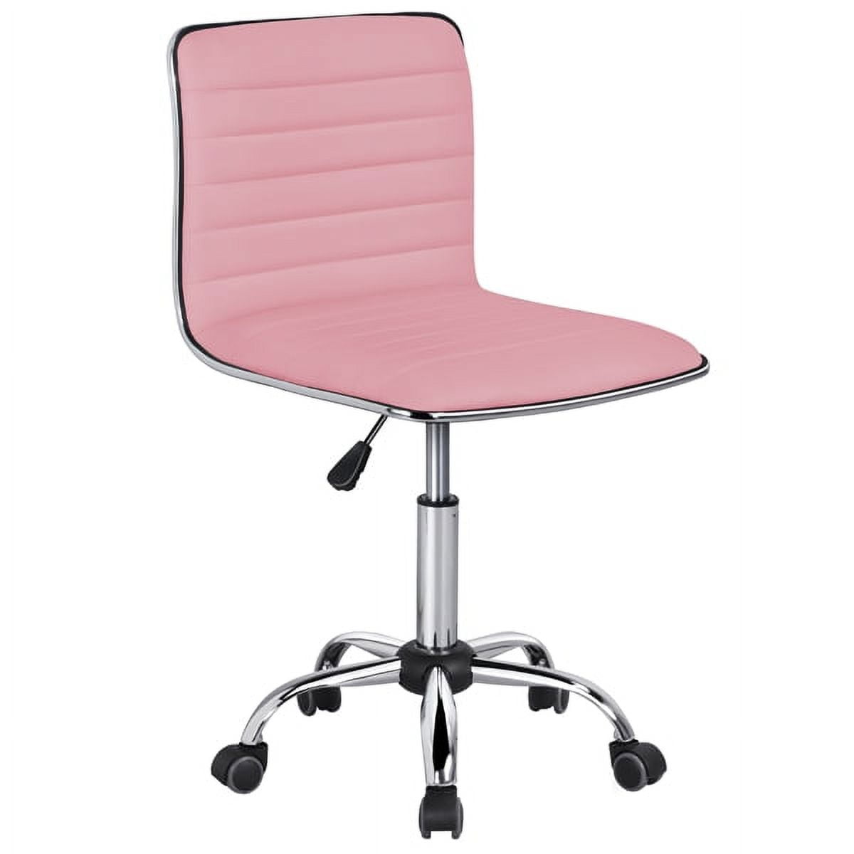 Alden Design Modern Adjustable Armless Faux Leather Swivel Office Chair, Pink