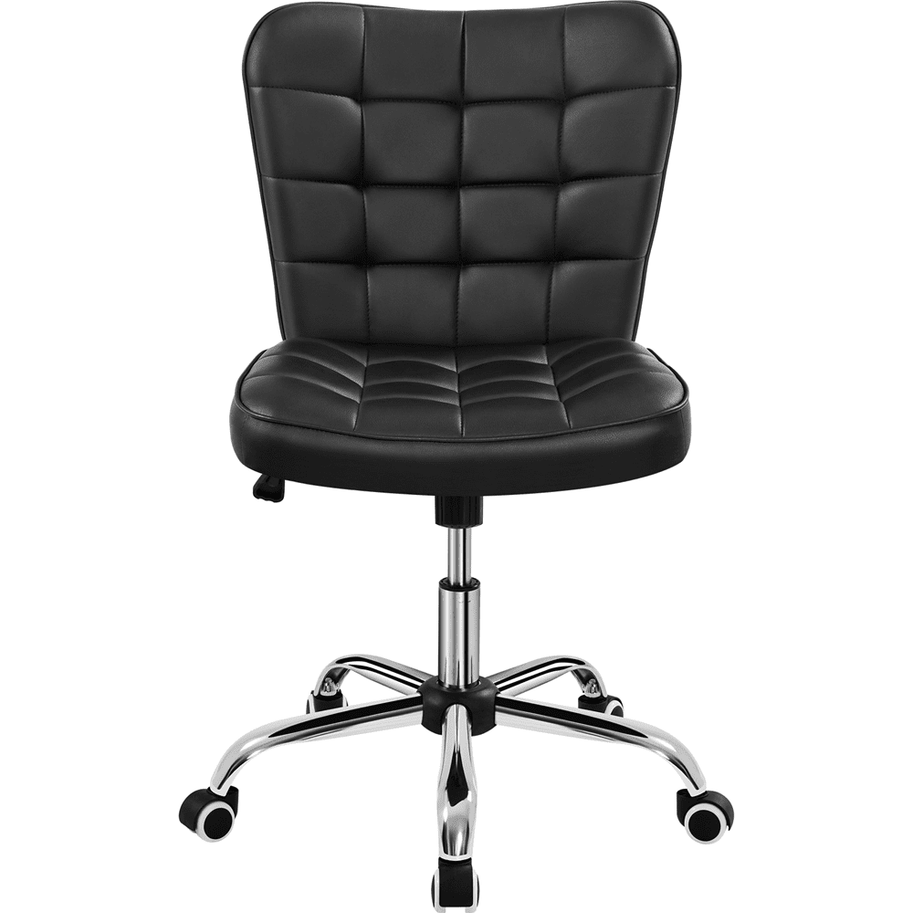 Alden Design Modern Tufted Faux Leather Home Office Armless Desk Chair, Black