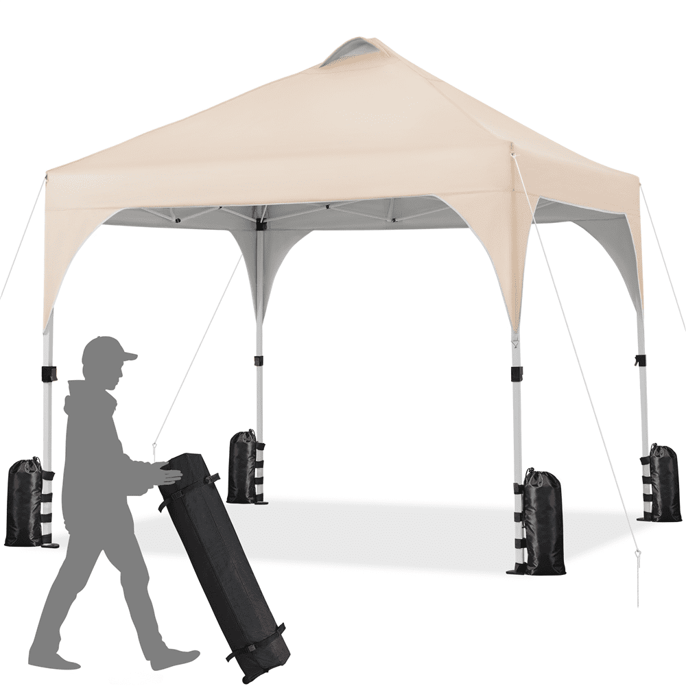 Alden Design Outdoor Canopy Pop up Canopy Camping Tent for Garden Patio Park Market, Beige