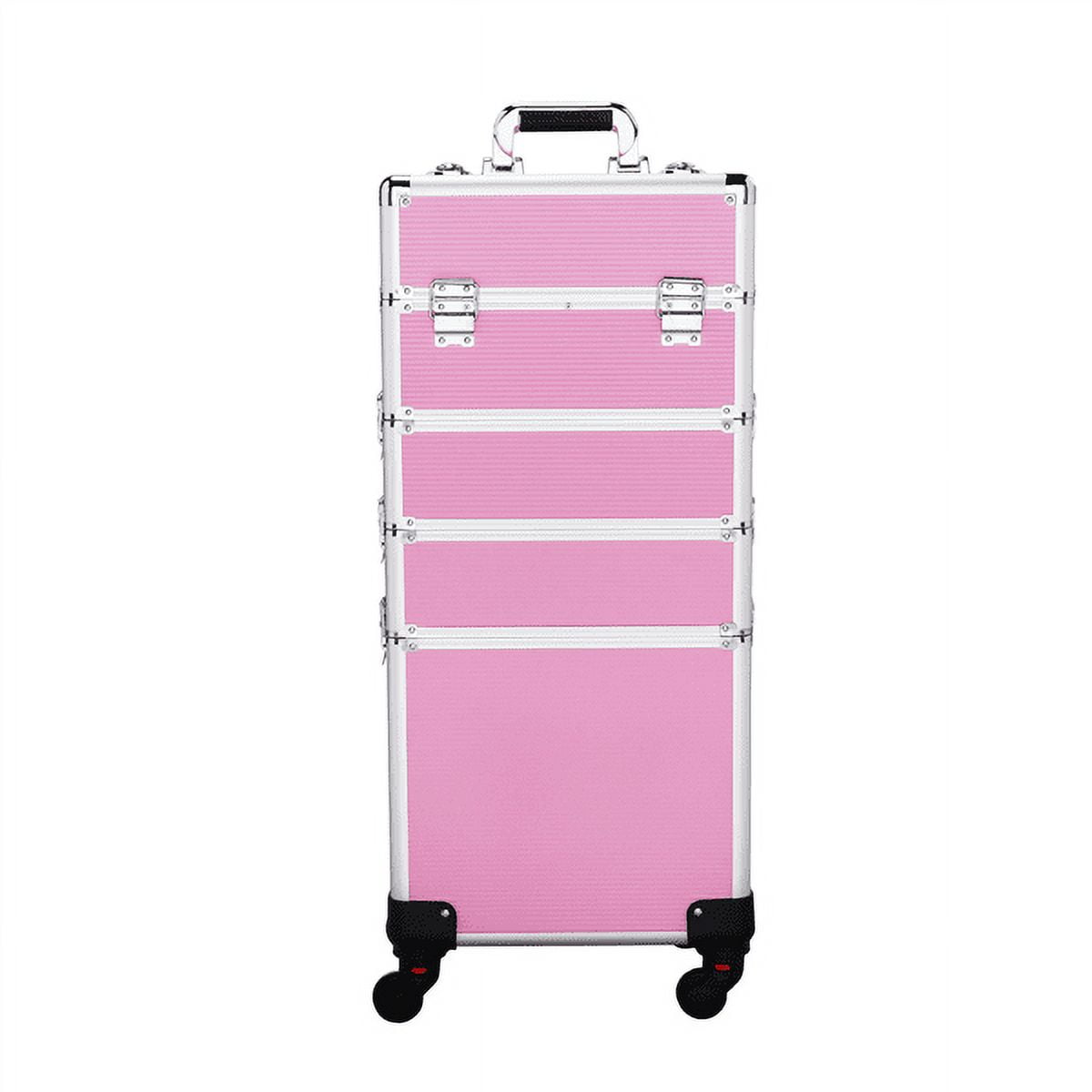 Alden Design Professional Aluminum Makeup Case with Wheels, Pink