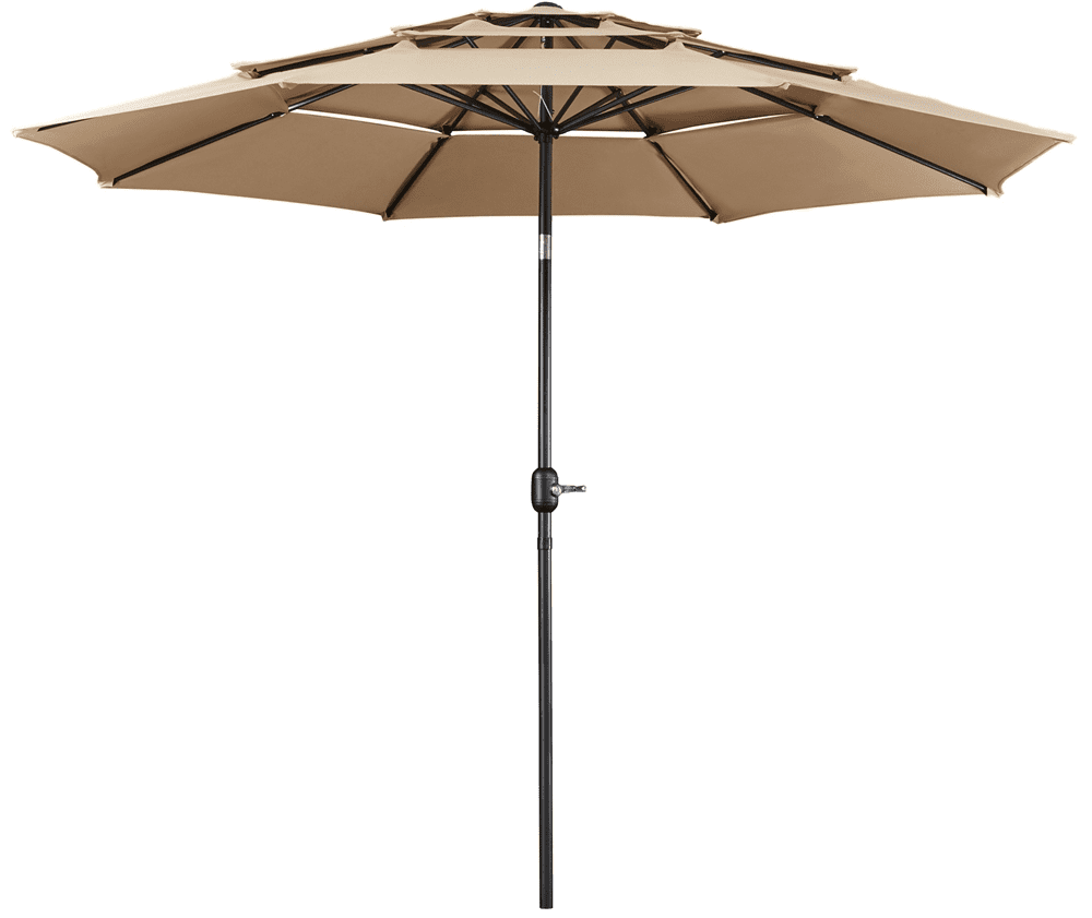 Alden Design 10ft Patio Umbrella with 8 Sturdy Ribs for Outdoor, Tan