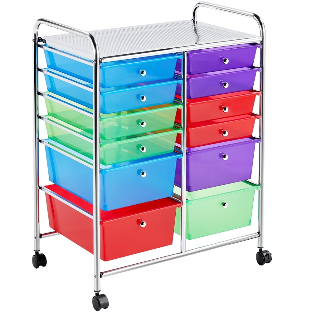 Alden Design 12.46 Gallon Plastic and Metal Drawer Chests, Multi-color