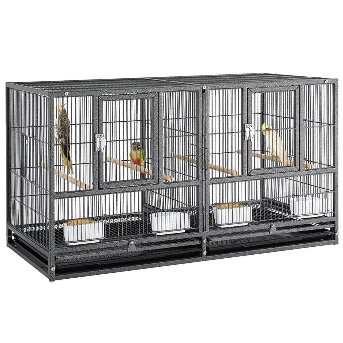 Alden Design 18" H Stackable Divided Breeder Meatal Bird Cage for Small Birds, Black