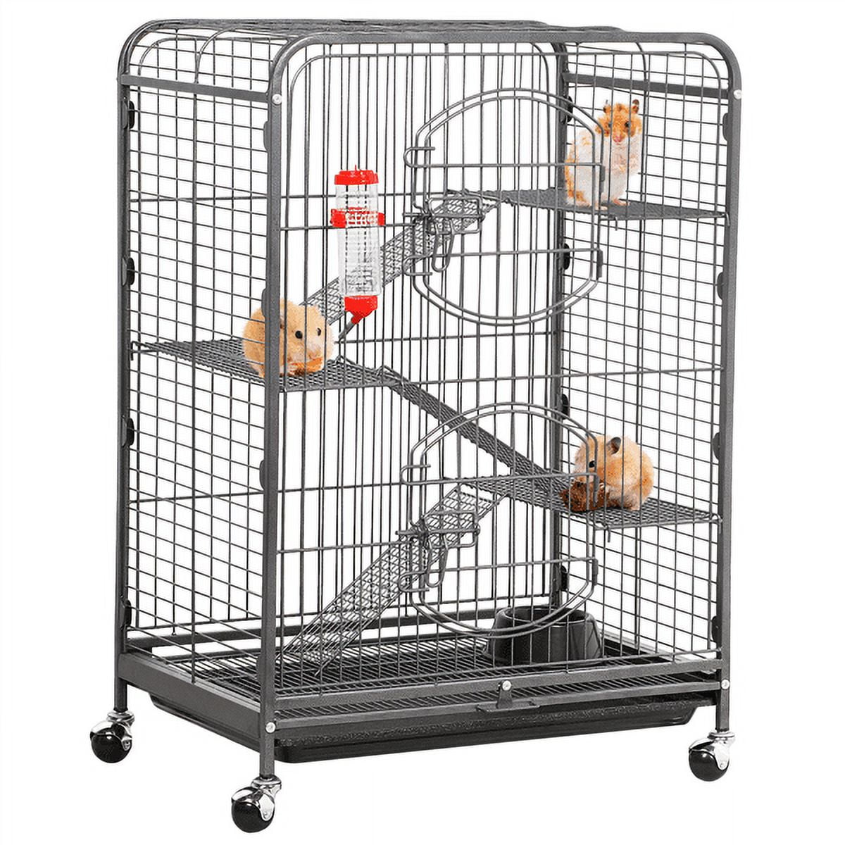 Alden Design 37"H Metal 4-Tier Rolling Large Small Animal Cage,Black
