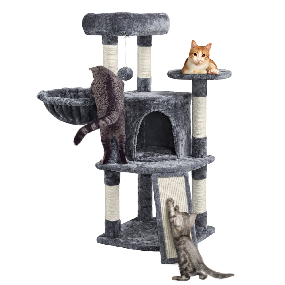 Alden Design 42"H Multilevel Cat Tree Tower with Condo and Perches, Dark Gray