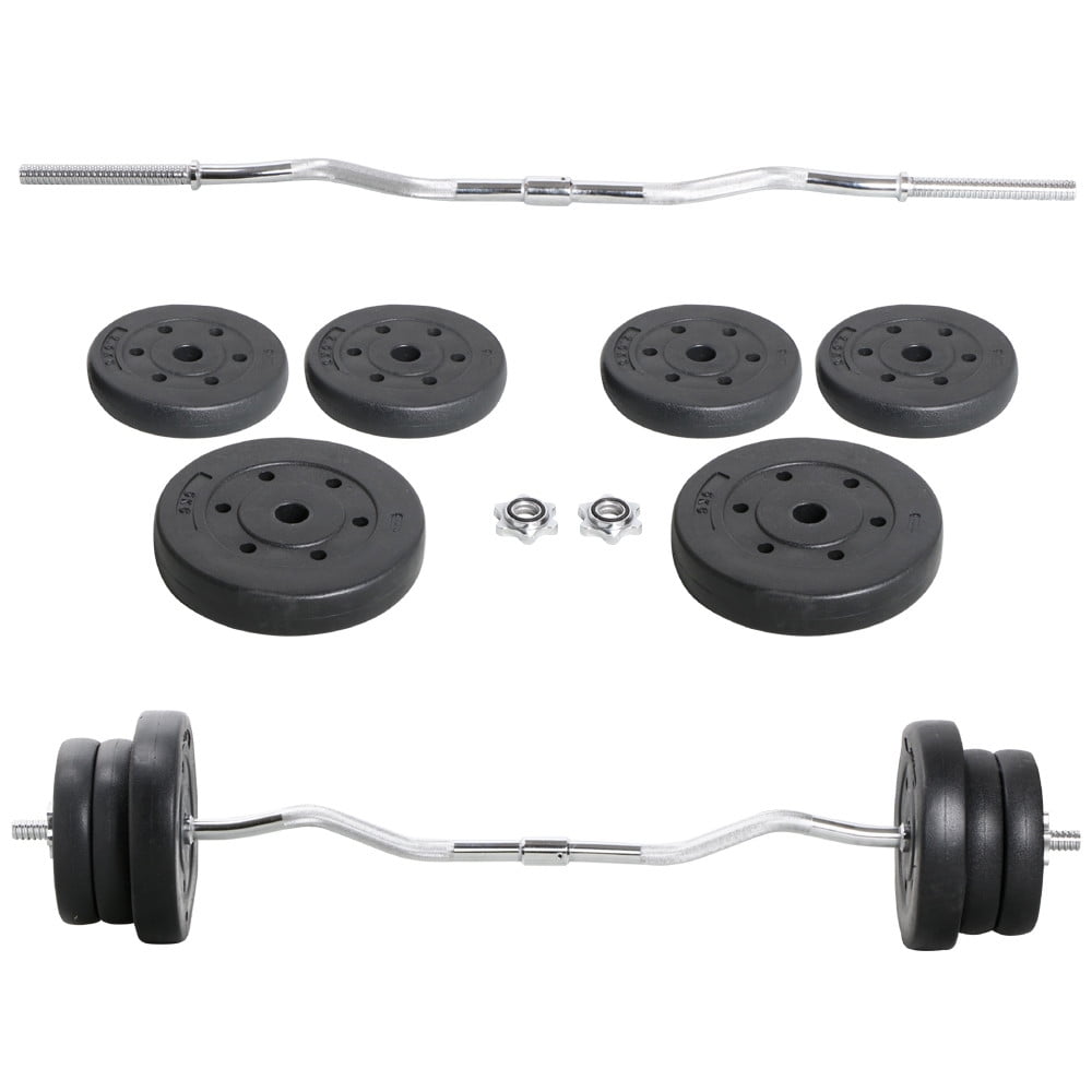 Alden Design 55 lbs. High Quality Barbell Dumbbell Weight Lifting Set, Black
