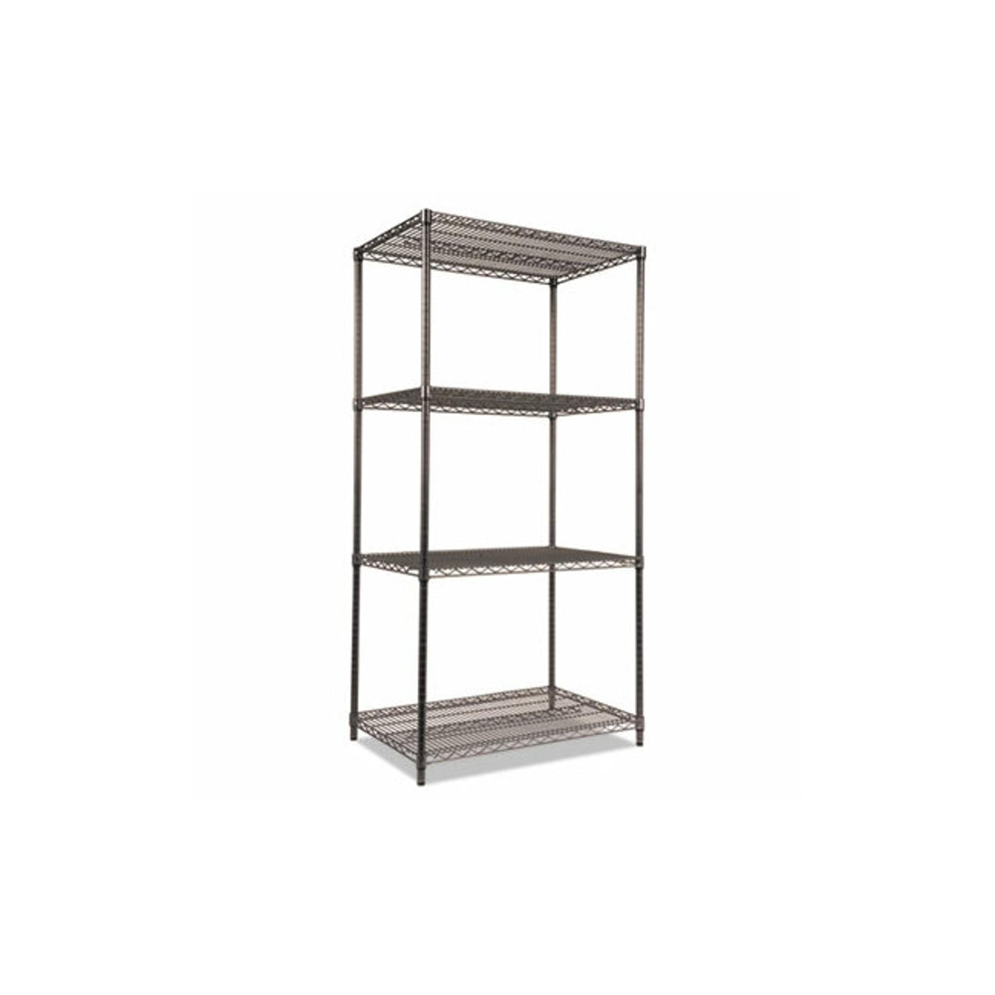 Alera Wire Shelving Starter Kit, Four-Shelf, 36w x 24d x 72h, Black Anthracite -ALESW503624BA