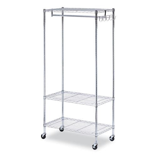 Alera Wire Shelving Garment Rack, 30 Garments, 36w x 18d x 75h, Silver