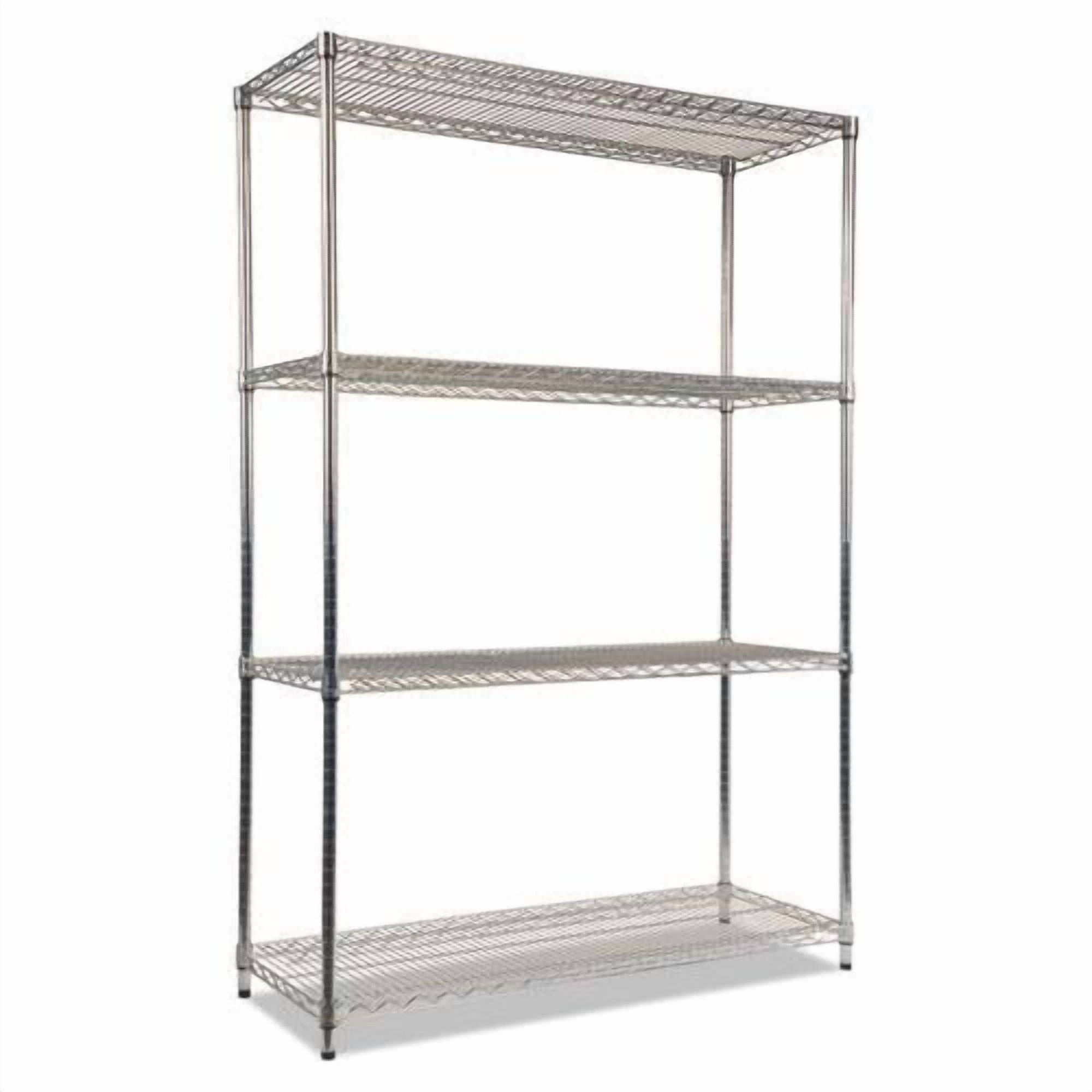 Alera NSF Certified Industrial Four-Shelf Wire Shelving Kit, 48w x 18d x 72h, Silver