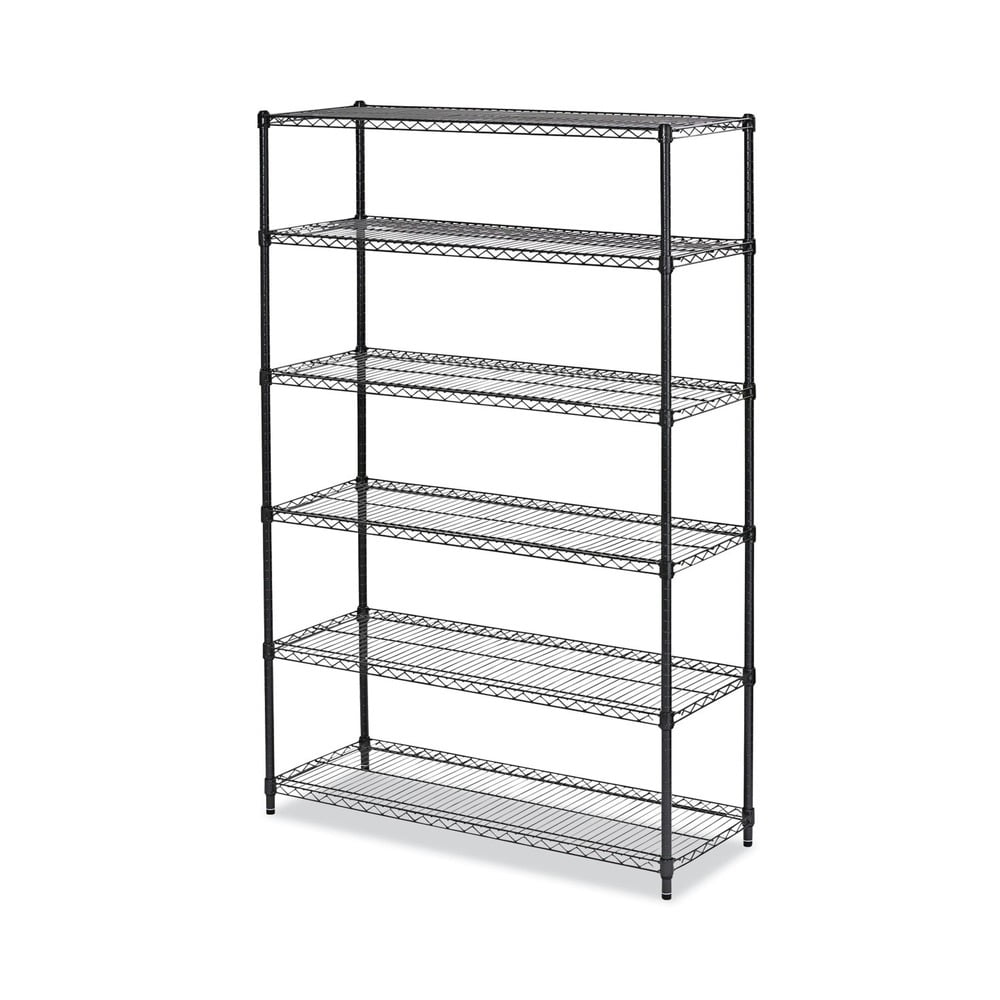 Alera NSF Certified 6-Shelf Wire Shelving Kit, 48 x 18 x 72, Black Anthracite -ALESW664818BA