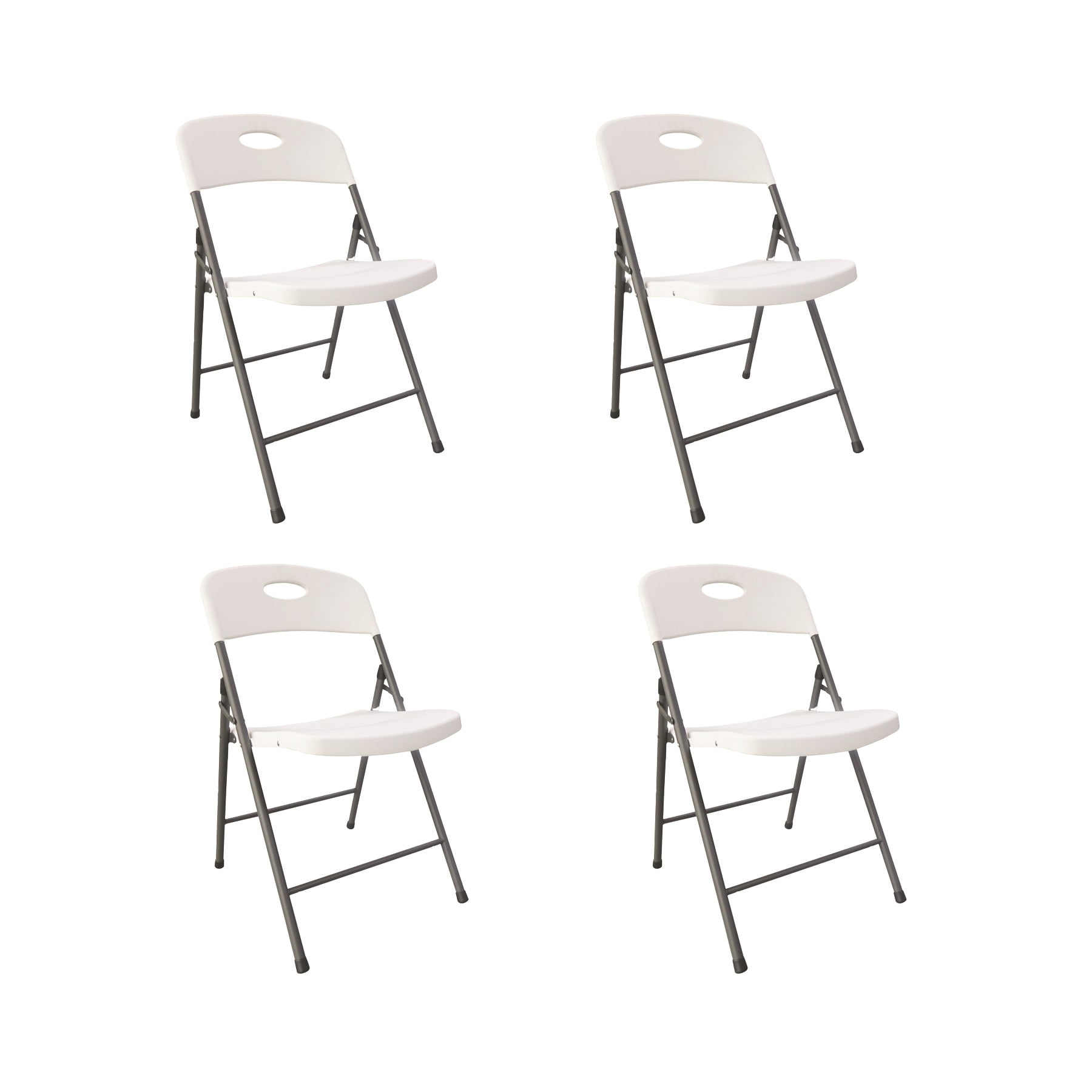 Alera Molded Resin Indoor Outdoor Folding Chair, White, Dark Gray Base, 4/Carton