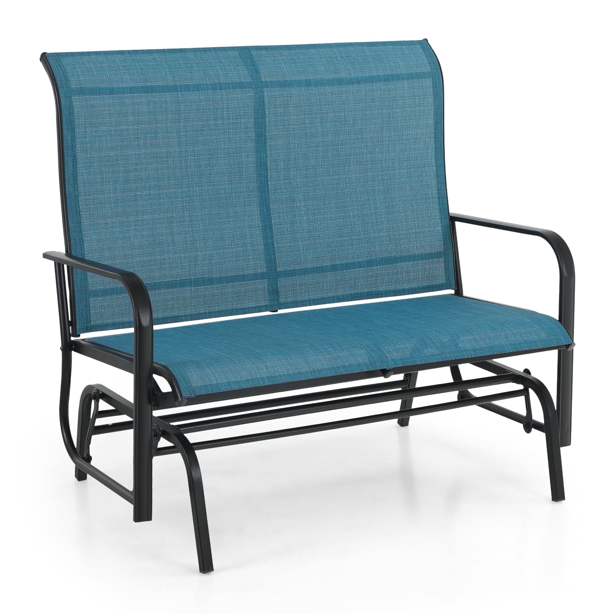 Alpha Joy 42" Outdoor Glider Bench Patio Loveseat Rocking Chair for 2, Blue