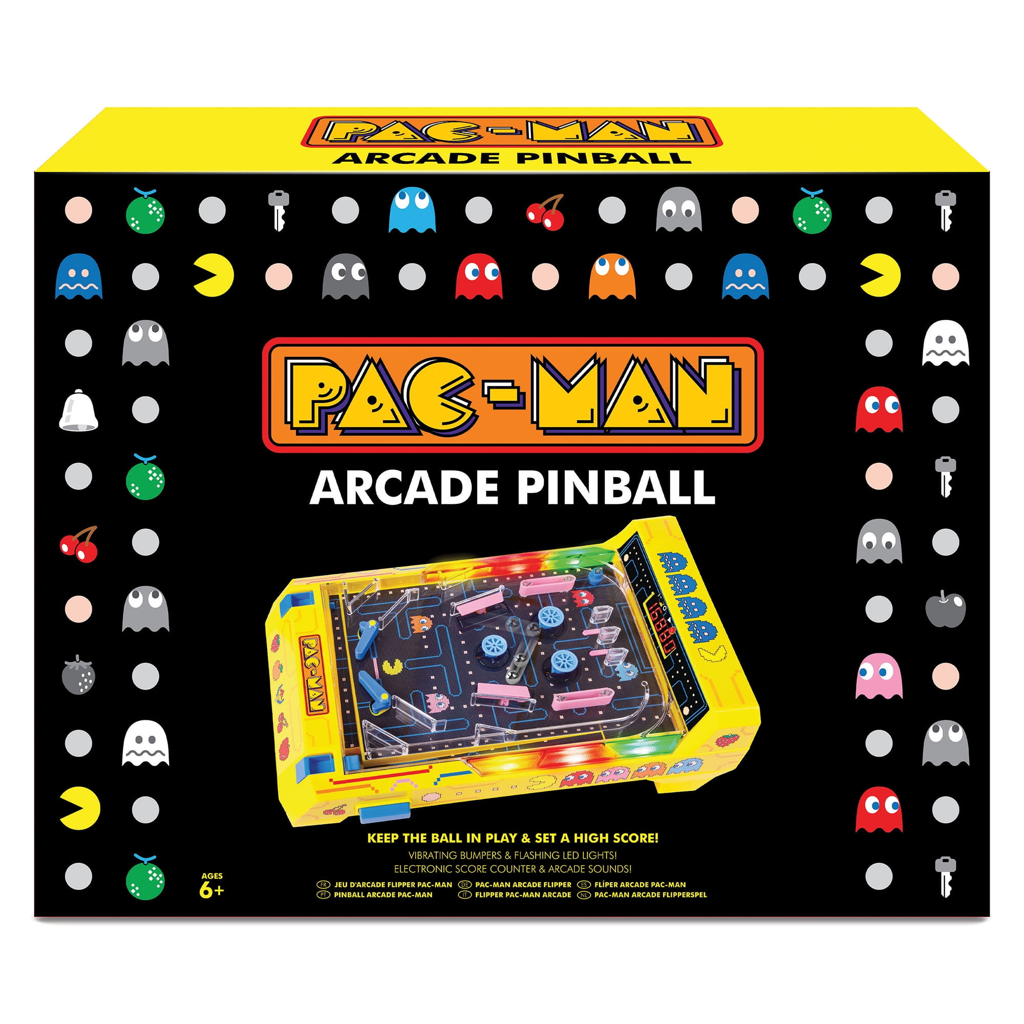 Ambassador Games: Pac-Man Arcade Pinball - Light & Sound Tabletop Game, Vibrating Bumbers, Flashing LEDs, Scoreboard, Licensed, Adults Kids Ages 6+