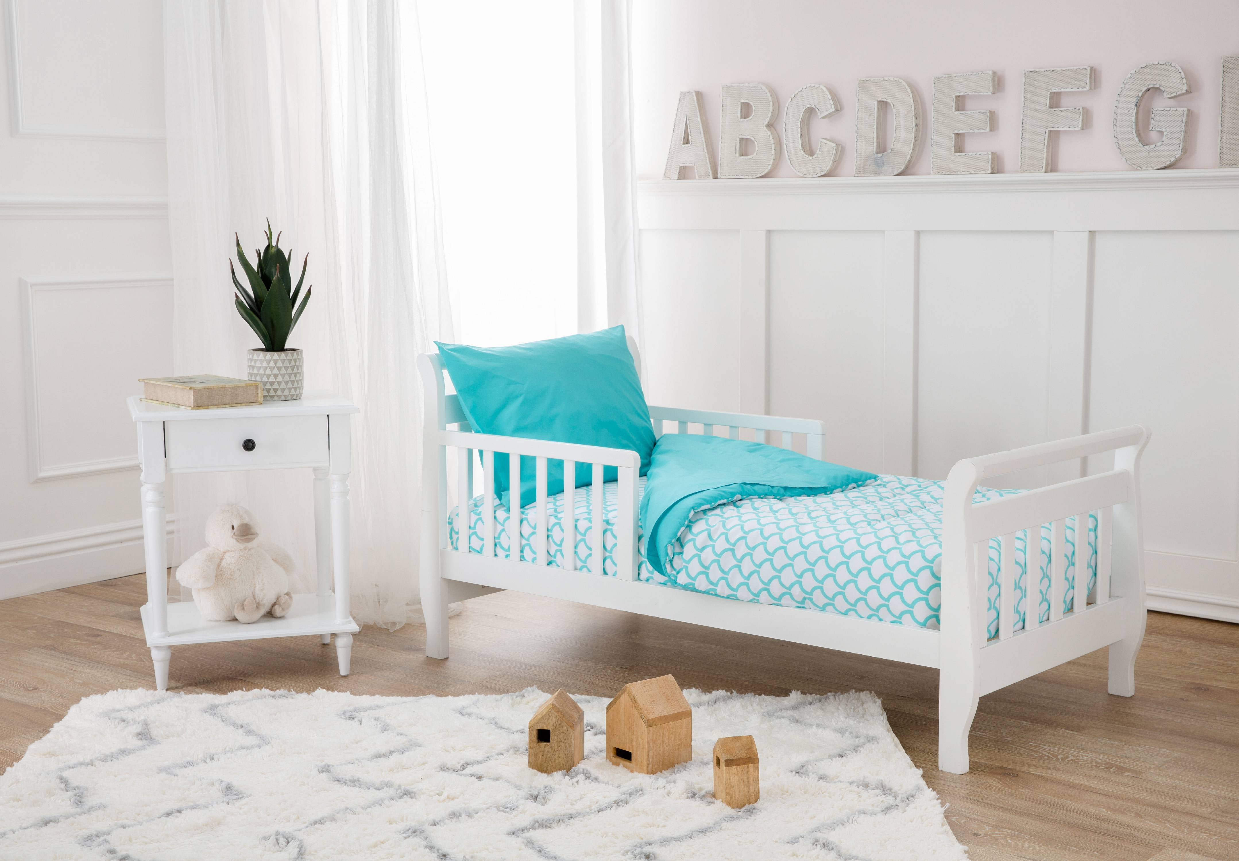 American Baby Company 100% Cotton Percale 4 Piece Toddler Bedding Set, Aqua Waves, for Boys & Girls