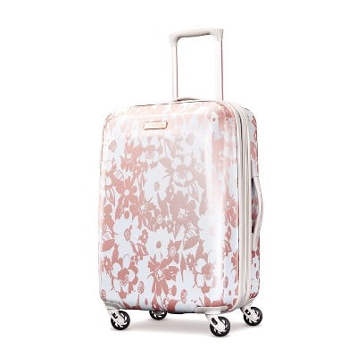 American Tourister Arabella Hardside Carry on Spinner Wheels Luggage Suitcase - Floral Rose Gold