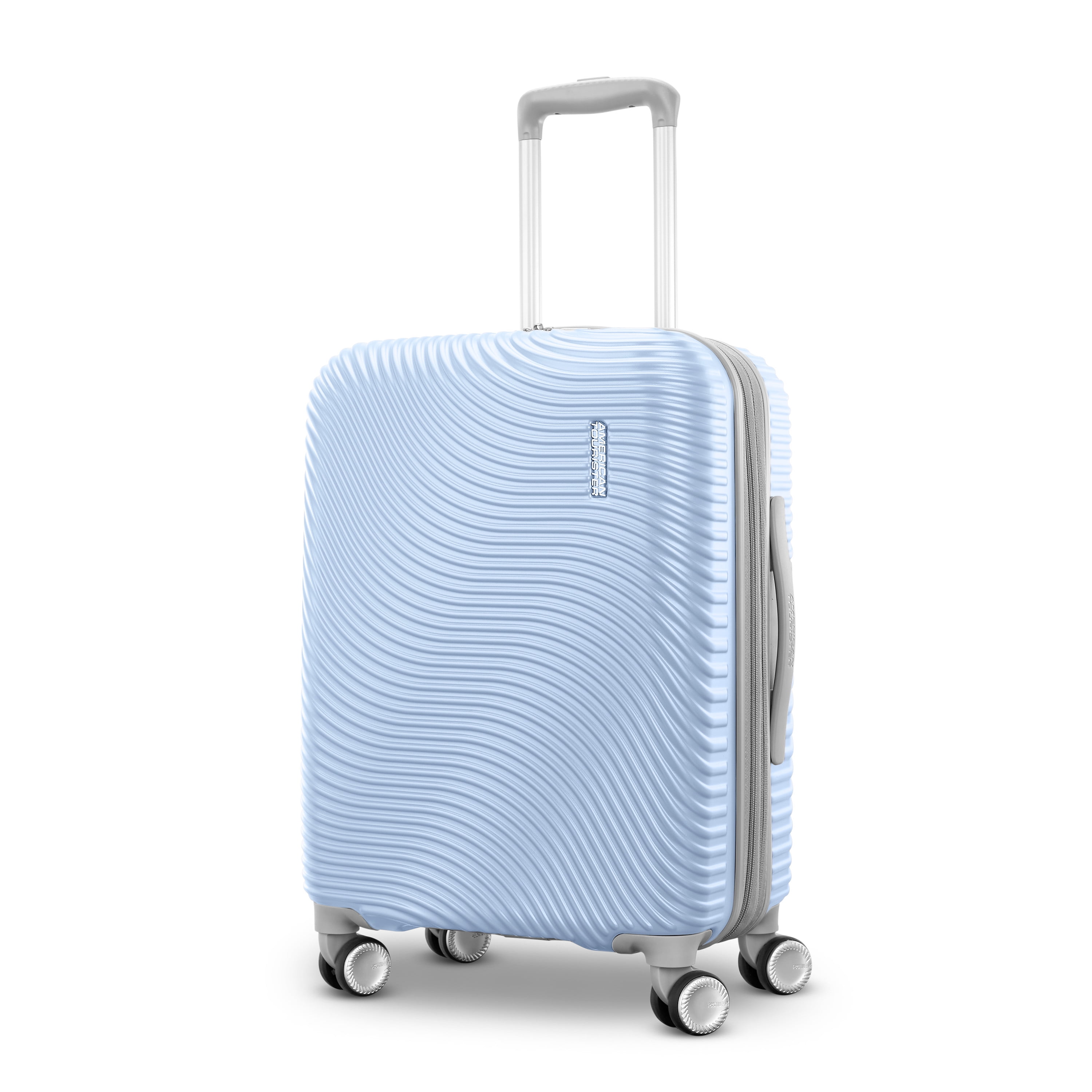 American Tourister Color Waves Carry On Expandable Luggage Suitcase with Spinner Wheels, Icy Blue
