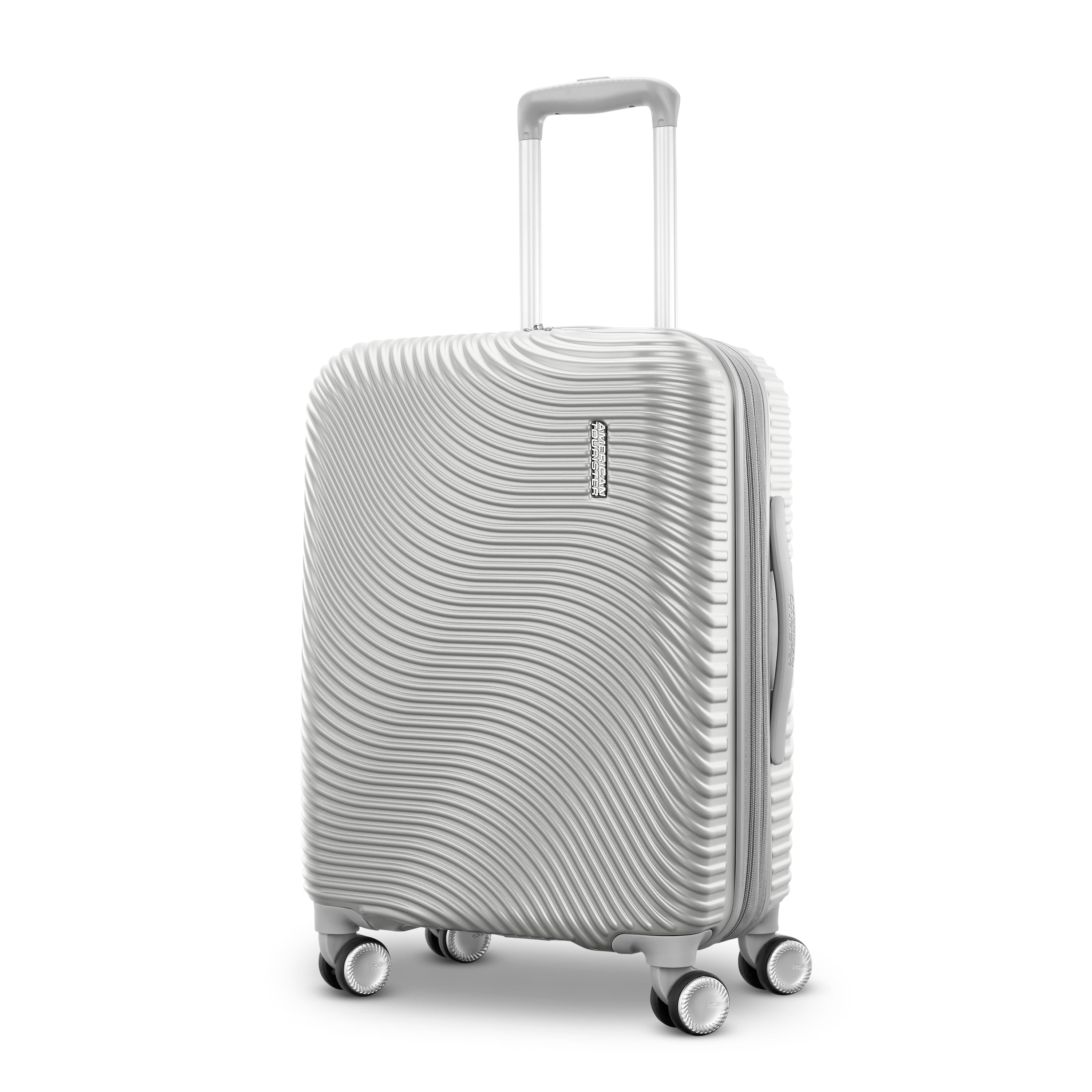 American Tourister Color Waves Carry On Expandable Luggage Suitcase with Spinner Wheels, Silver