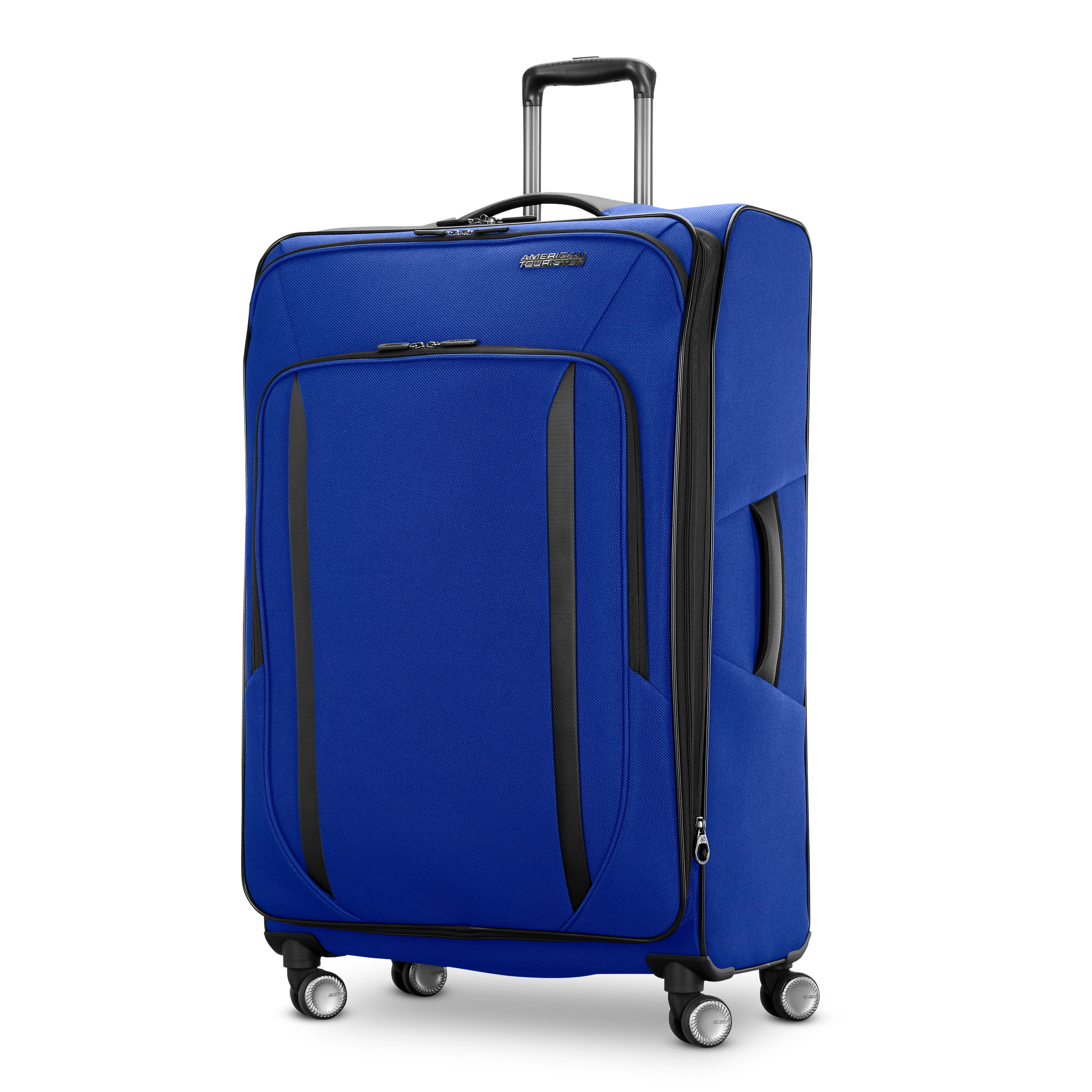 American Tourister Dash XLT Softside Large Checked Luggage with Spinner Wheels Single Piece - Sapphire Blue