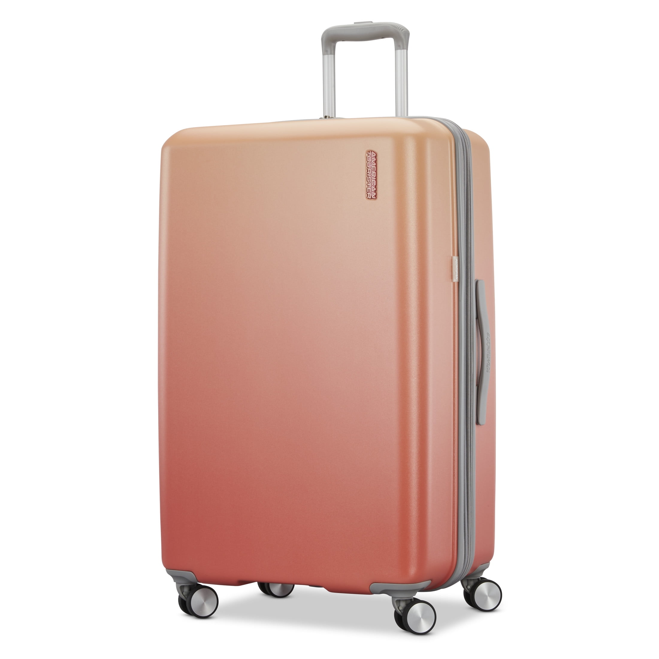 American Tourister Moonlight II 28-inch Checked Luggage with Spinner Wheels - Ombre Peach