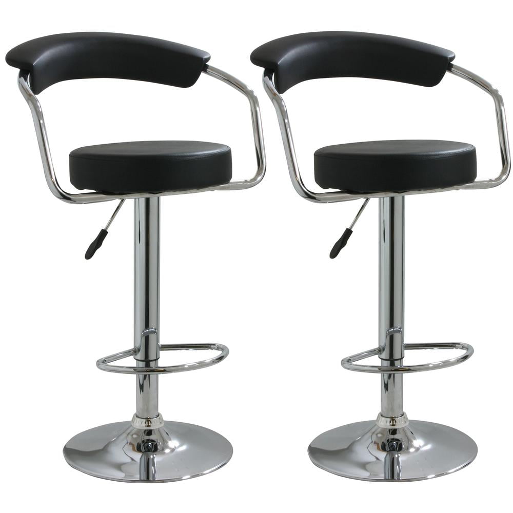 AmeriHome Adjustable Classic Elegant Vinyl Padded 360˚Swivel Seat Bar Stool - 2 Piece