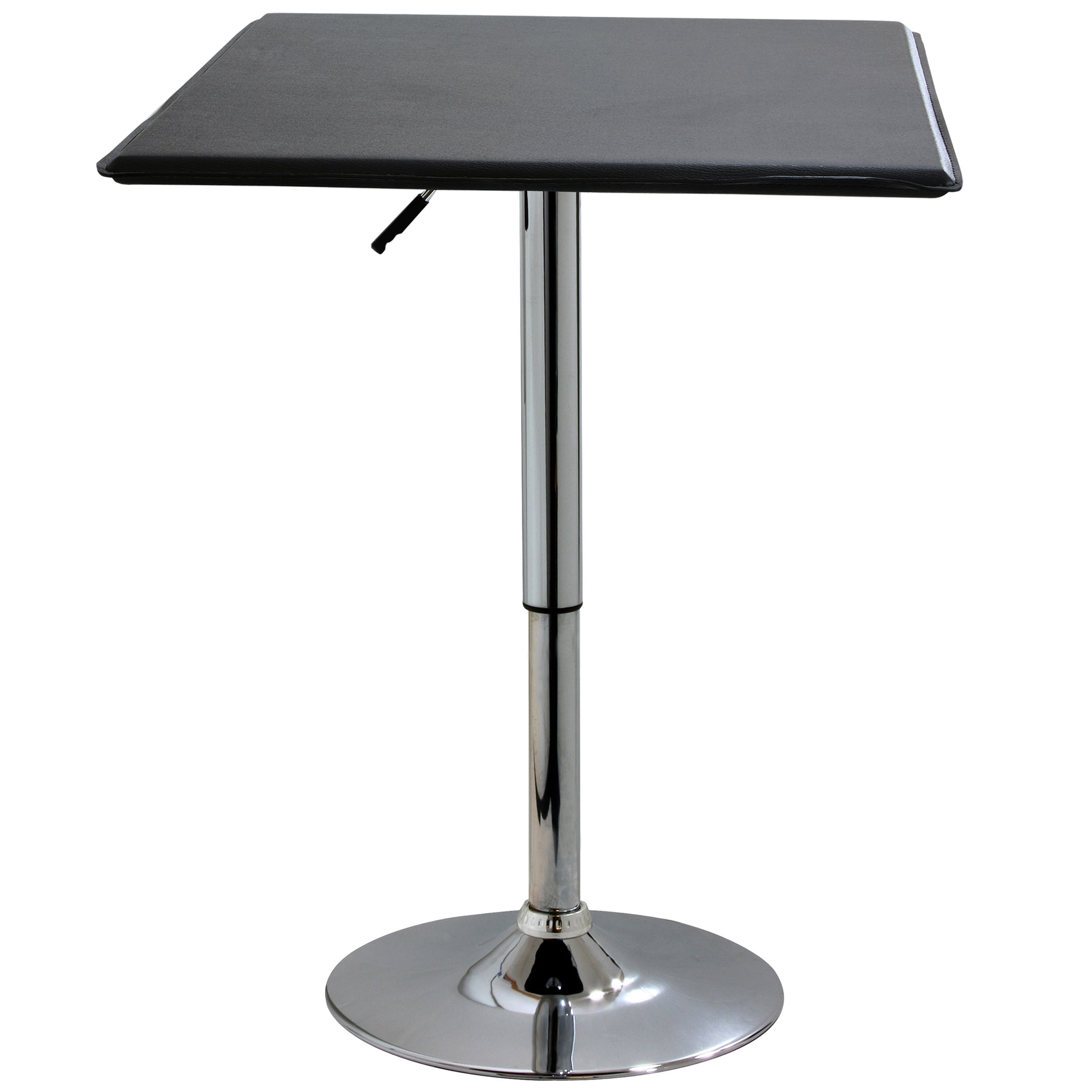 AmeriHome Square Adjustable 26" to 36"in Height Classic Bistro Black Finish Bar Table with Vinyl Covering