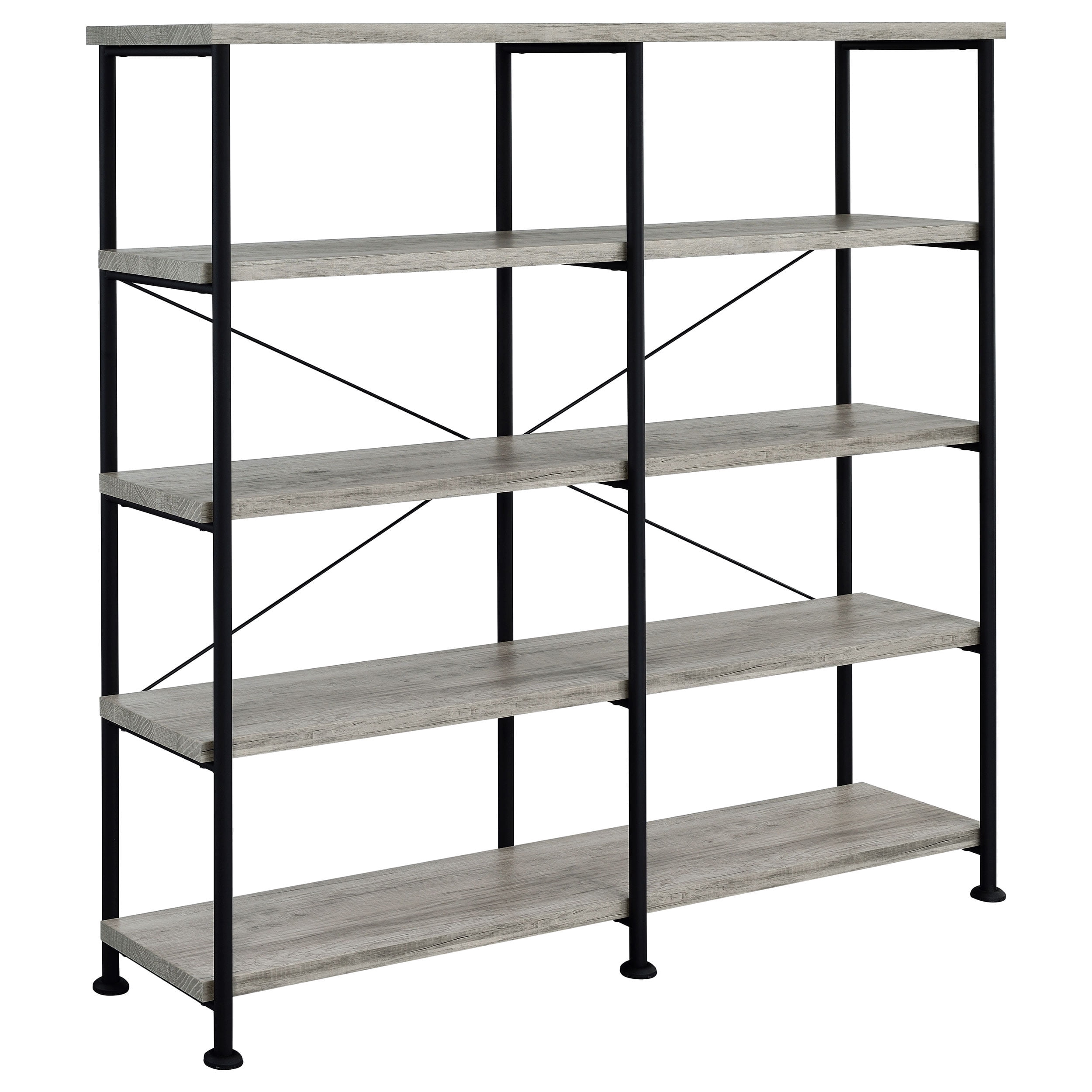 Analiese 63-inch 4-shelf Double Bookshelf Grey Driftwood