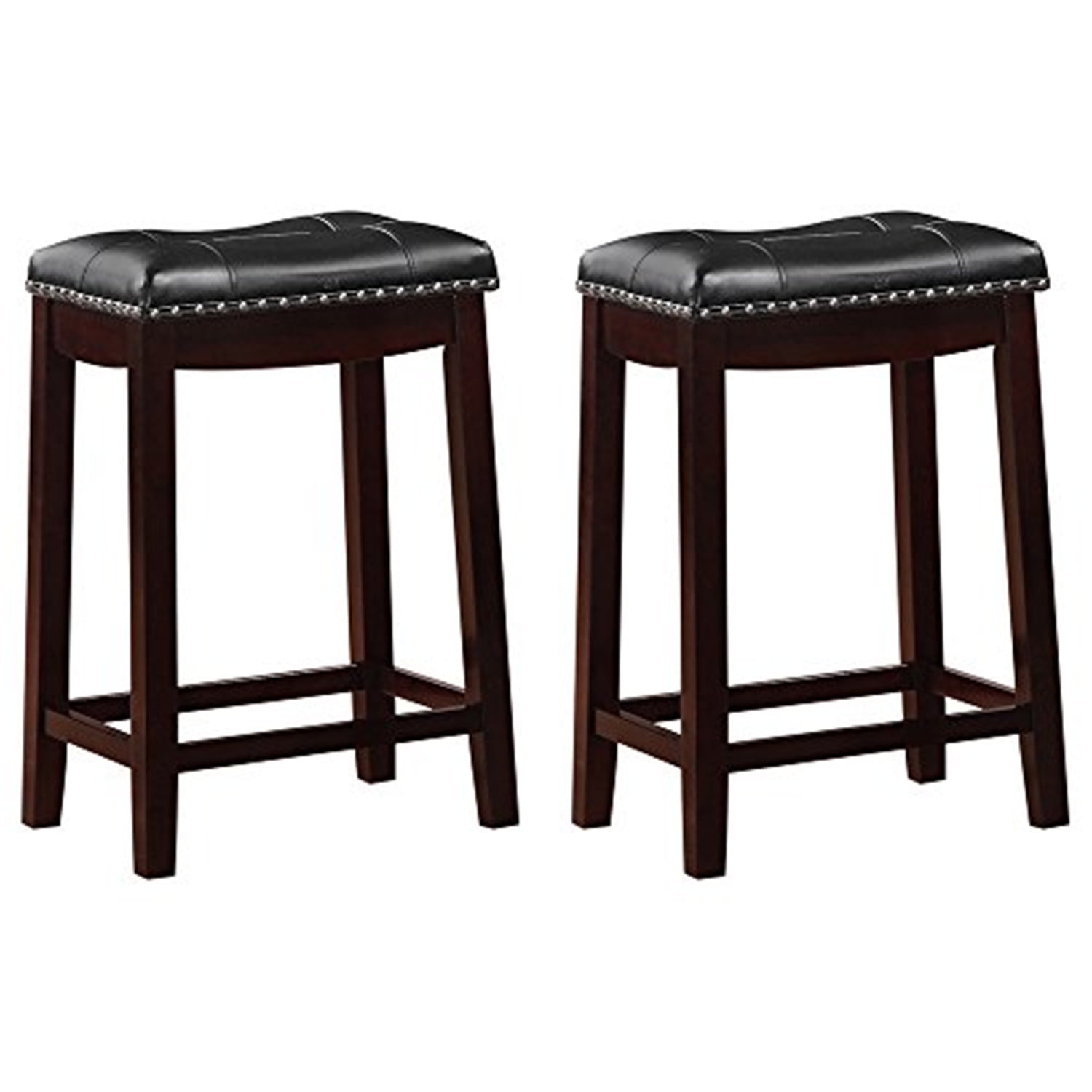 Angel Line Cambridge Padded Saddle Stool - Set of 2-Color:Espresso,Size:24" seat height,Style:black cushion