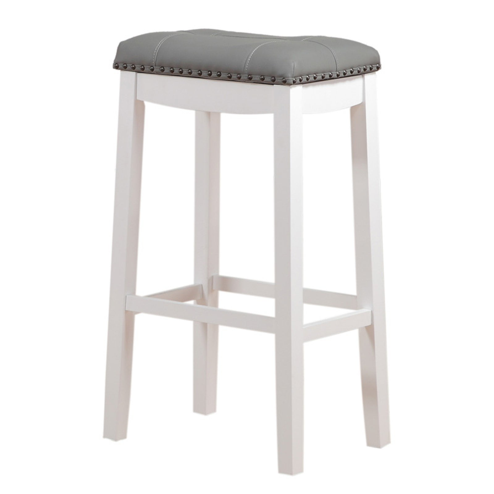 Angel Line Cambridge 29" Padded Saddle Stool, White w/ Gray Cushion, Set of 2