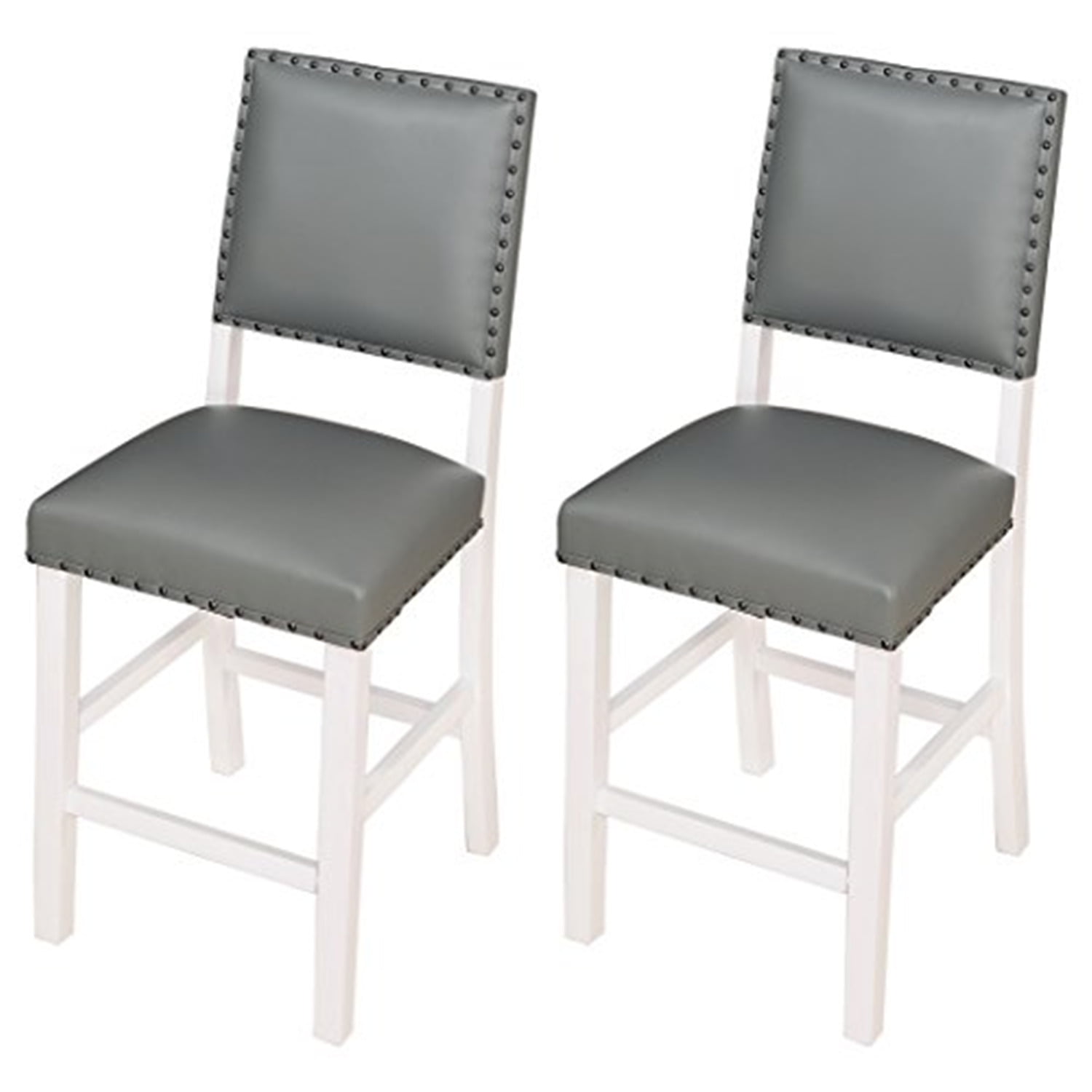 Angel Line Kirkland 24" Bar Stool-White w/ Gray Cushion-set of 2-Color:White,Size:24" seat height,Style:gray cushion