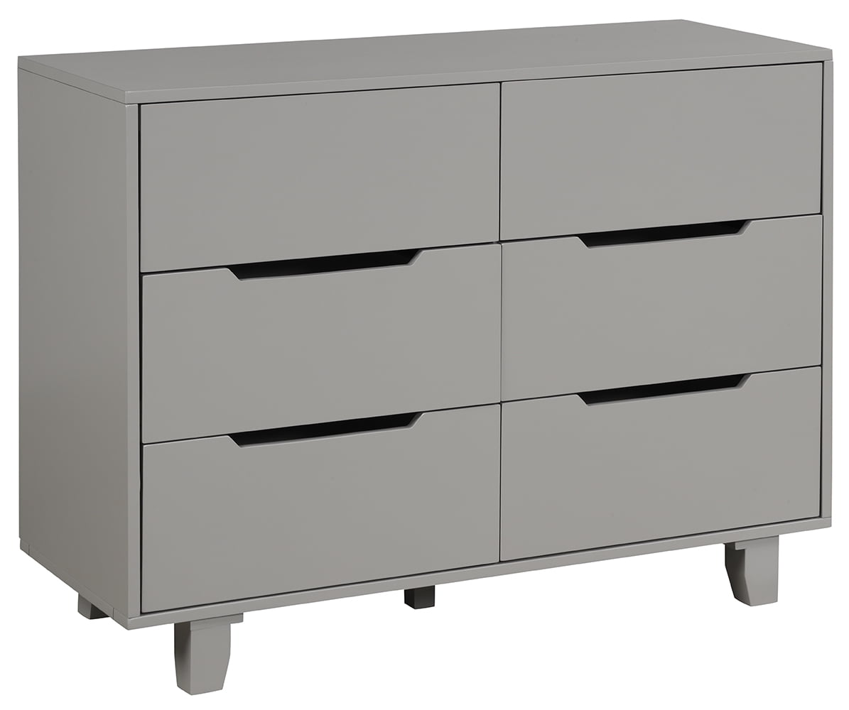 Angel Line Madison 6 Drawer Double Dresser, Gray, Modern Design, Solid Wood
