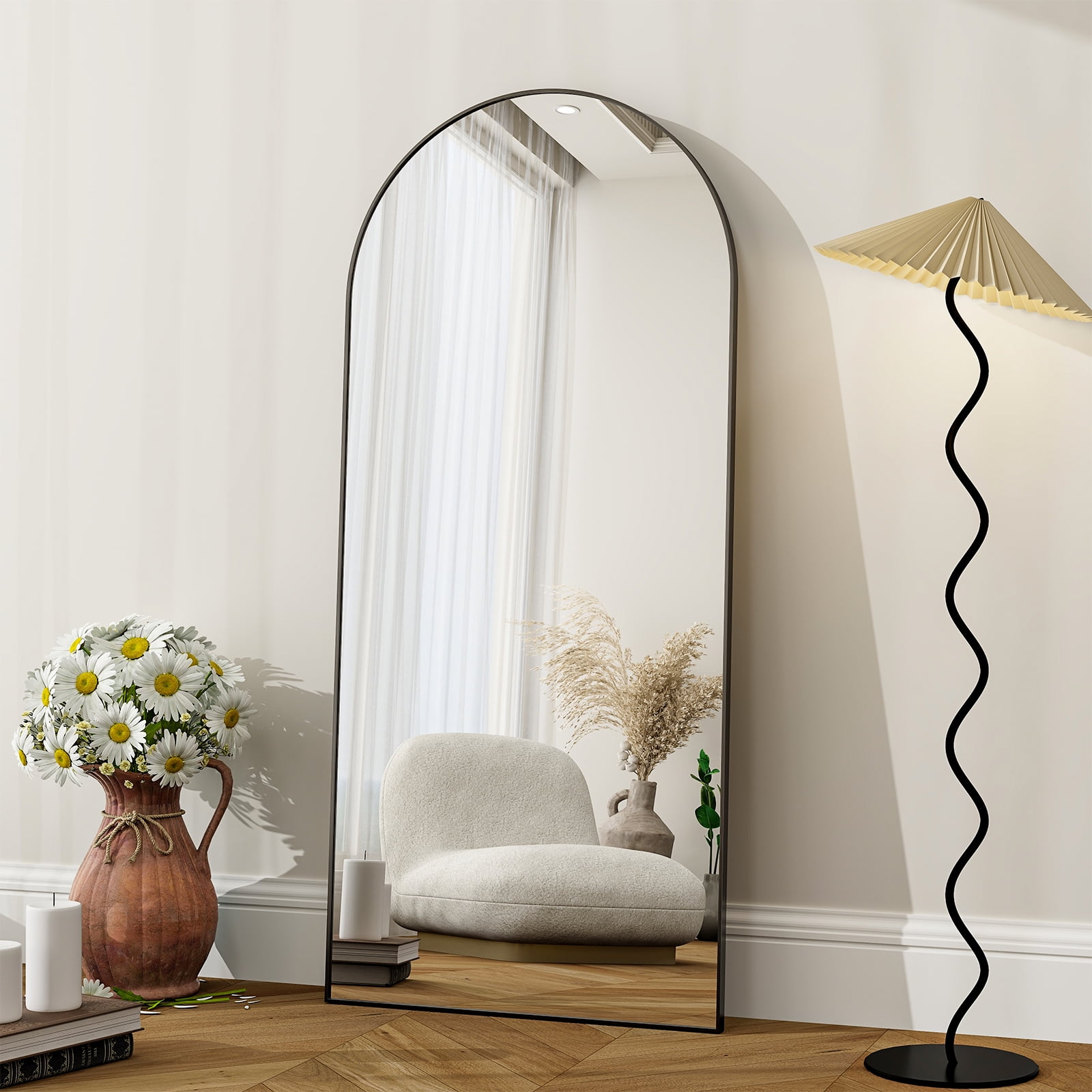 Anyrose 71" x 30" Arched Full Length Mirror Dressing Mirror Wall Mounted,Black