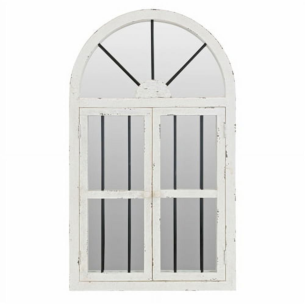 Arched Window Wall Mirror Cottage Chic White 42" x 25" by Aspire