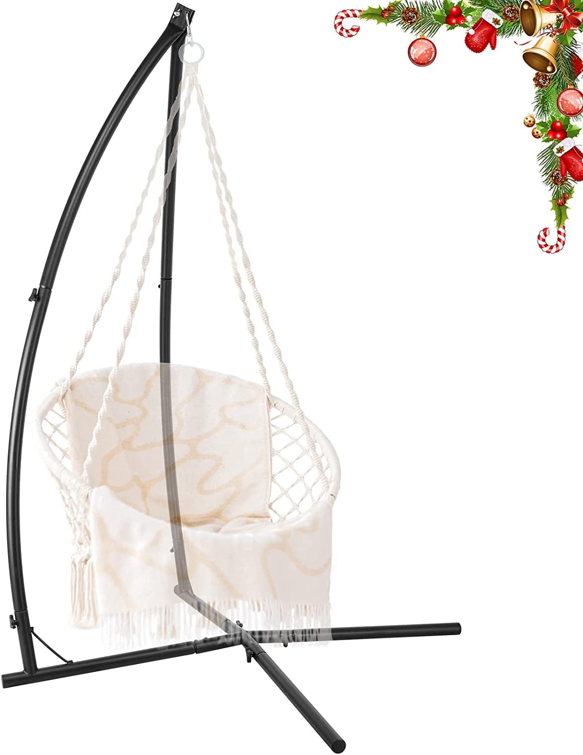 Arlopu Hammock Chair Stand, Heavy Duty X-Base Steel Stand for Hanging Chair, Tree Tent, Loungers, Air Porch